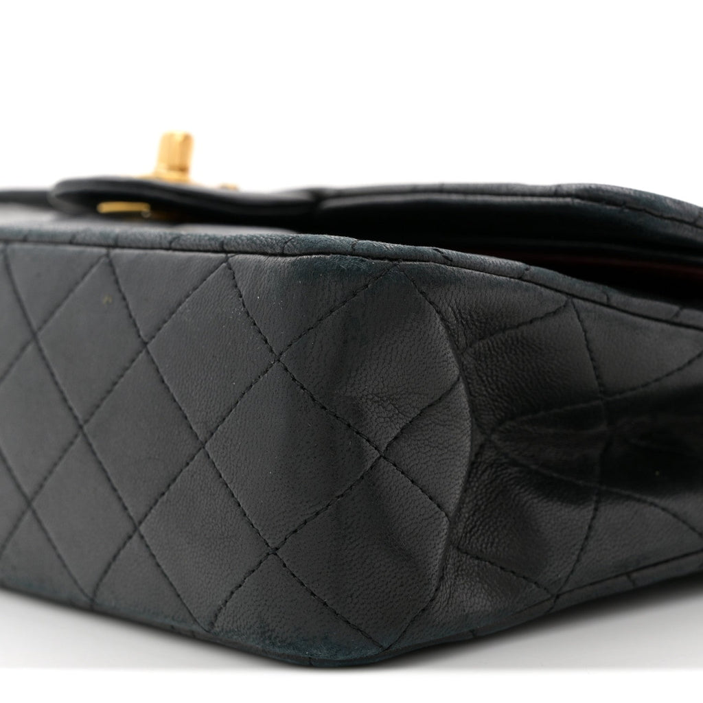 Lambskin Quilted Medium Double Flap Black At My store