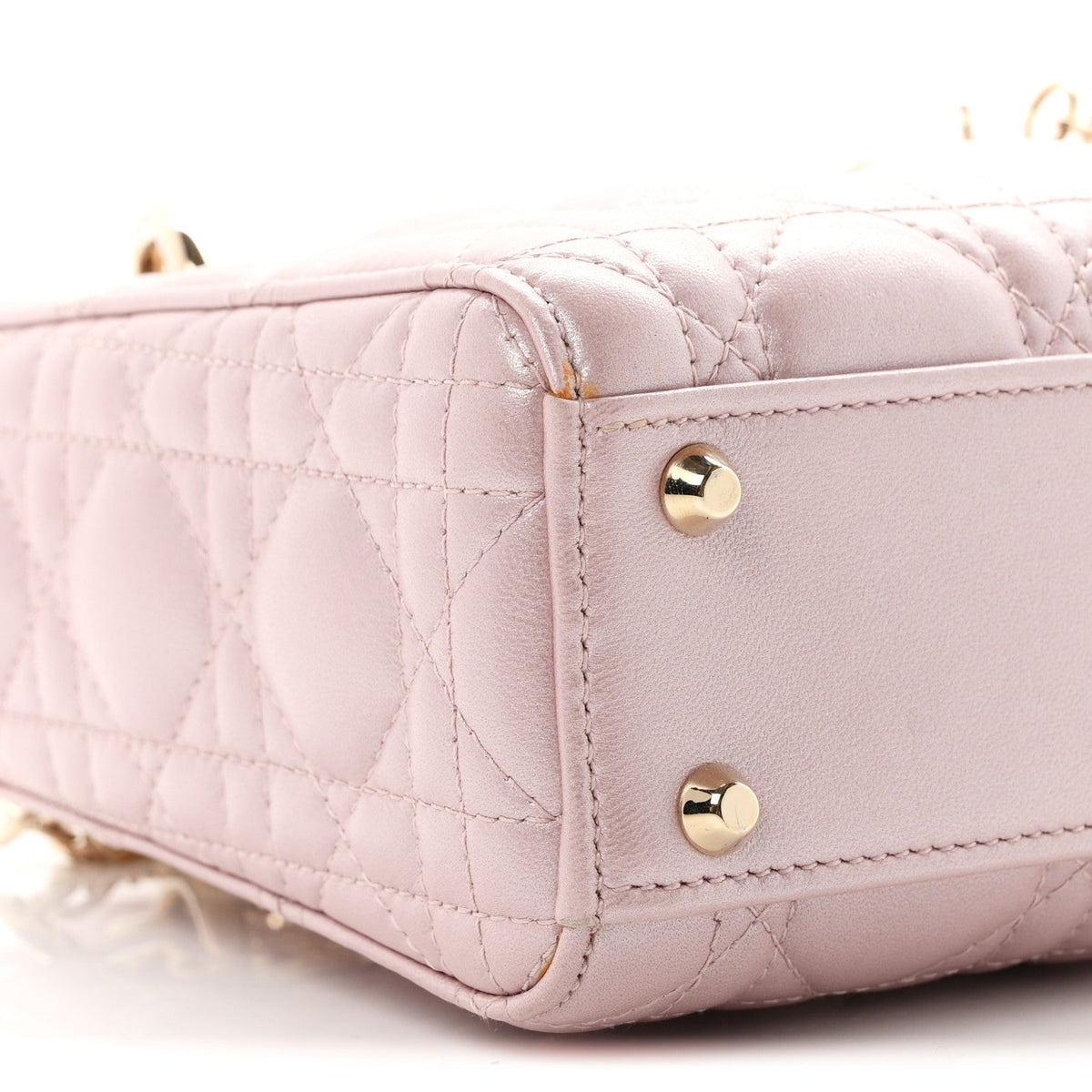 Metallic Lambskin Cannage Mini Lady Dior  Lotus AT My store