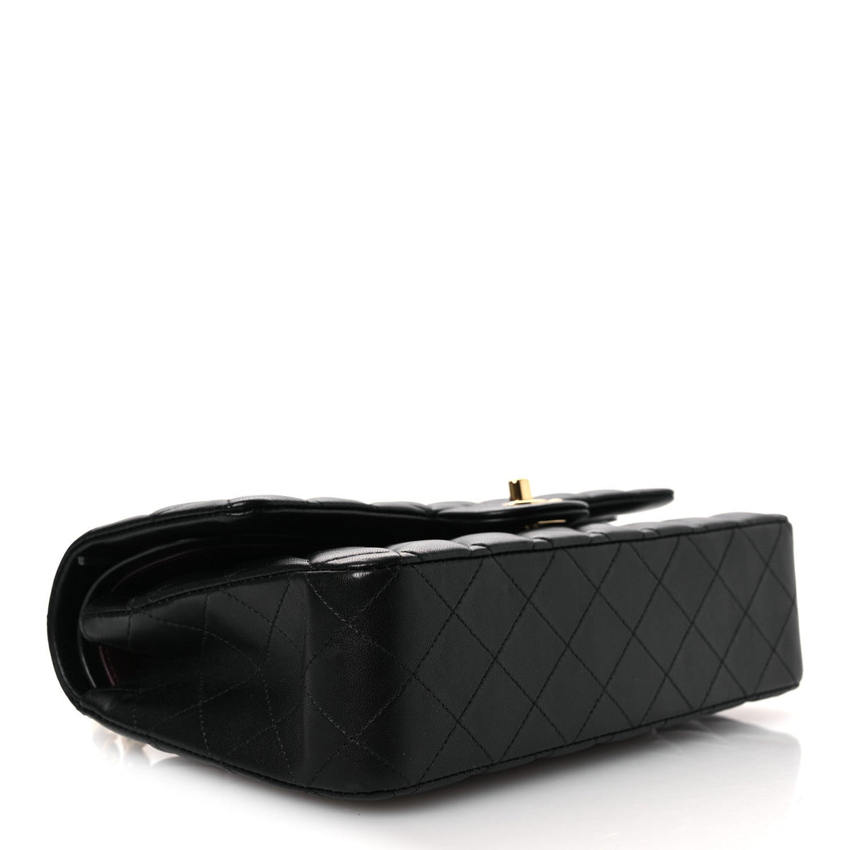 Lambskin Quilted Medium Double Flap Black At My store