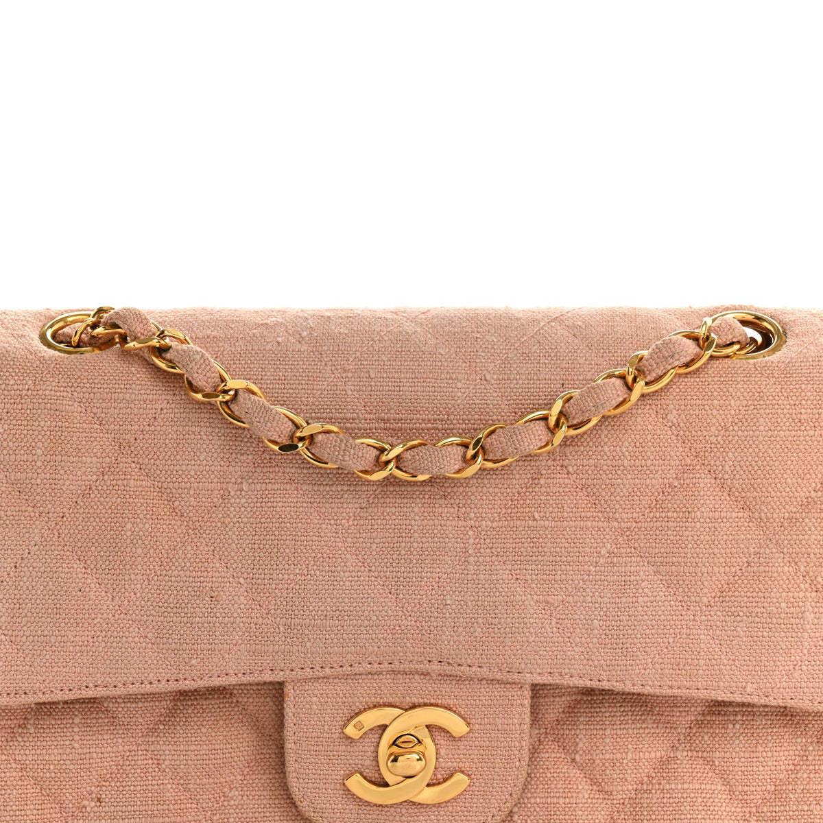 Canvas Quilted Small Double Flap Light Pink At My store