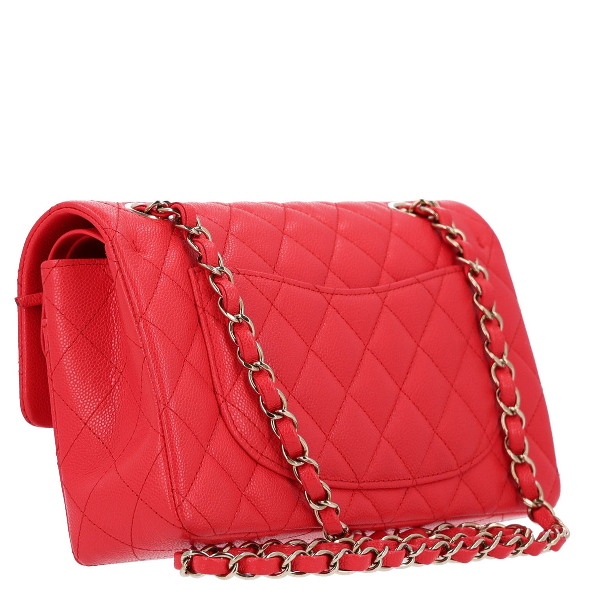 Caviar Quilted Small Double Flap Red At My store