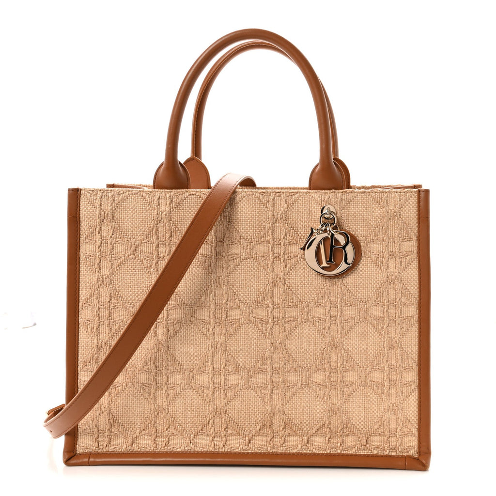 Raffia Macro Cannage Medium Book Tote Natural AT My store