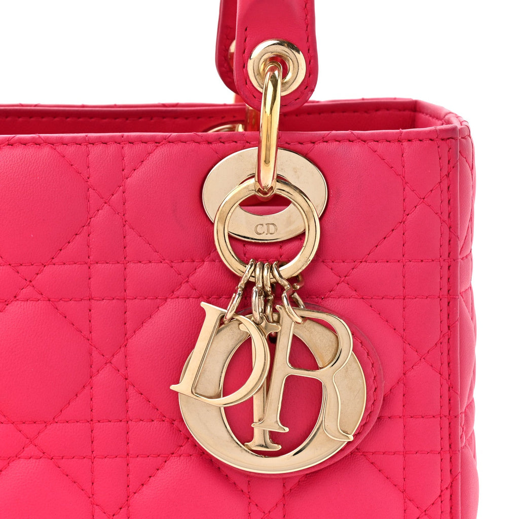 Lambskin Cannage Medium Lady Dior Fuchsia AT My store