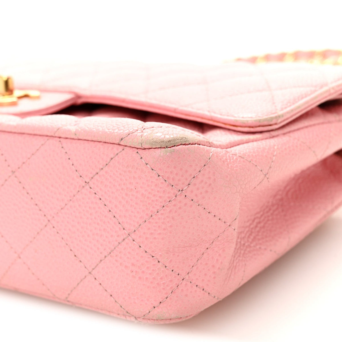 Caviar Quilted Medium Double Flap Light Pink At My store