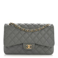 Caviar Quilted Jumbo Double Flap Grey At My store