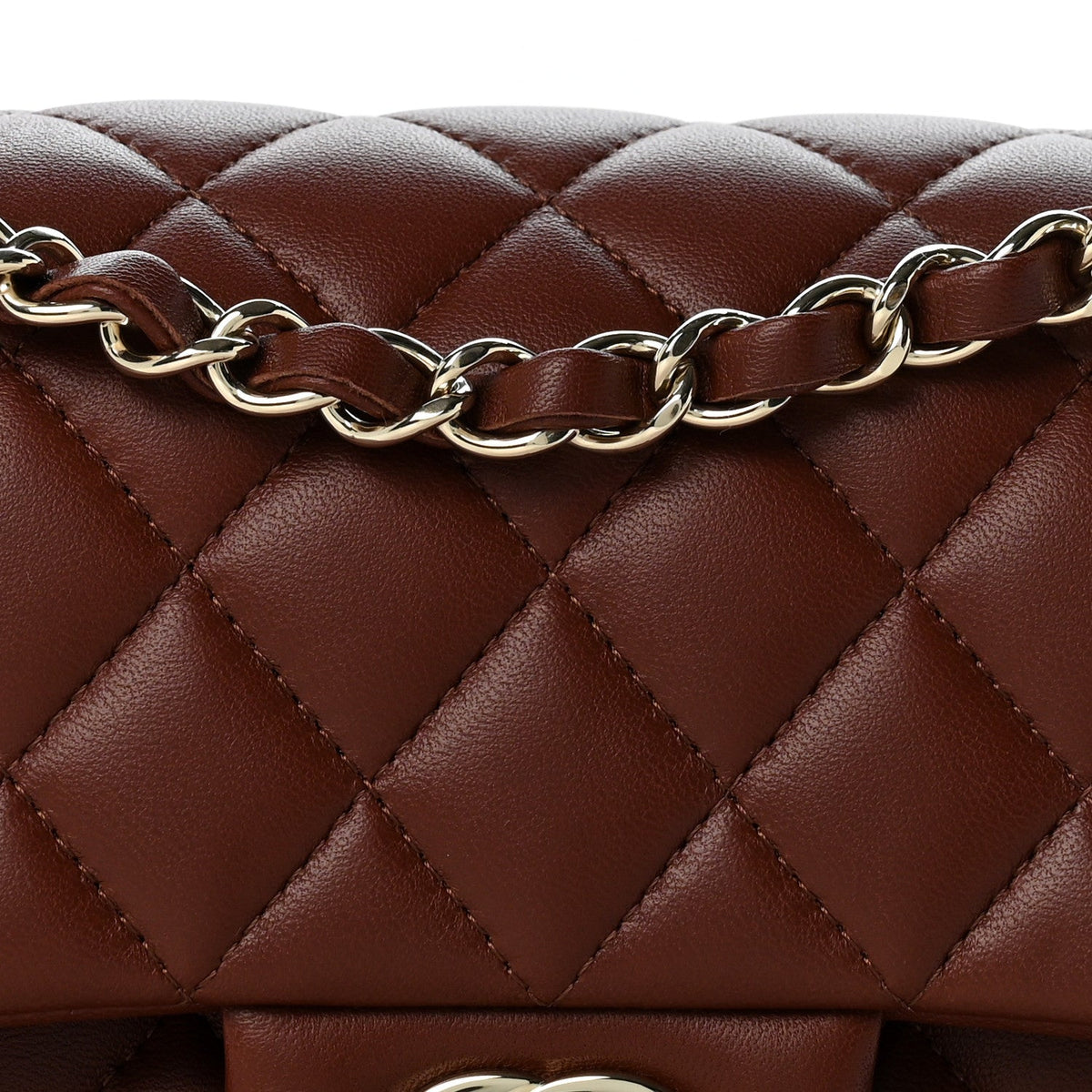Lambskin Quilted Small Double Flap Dark Brown At My store