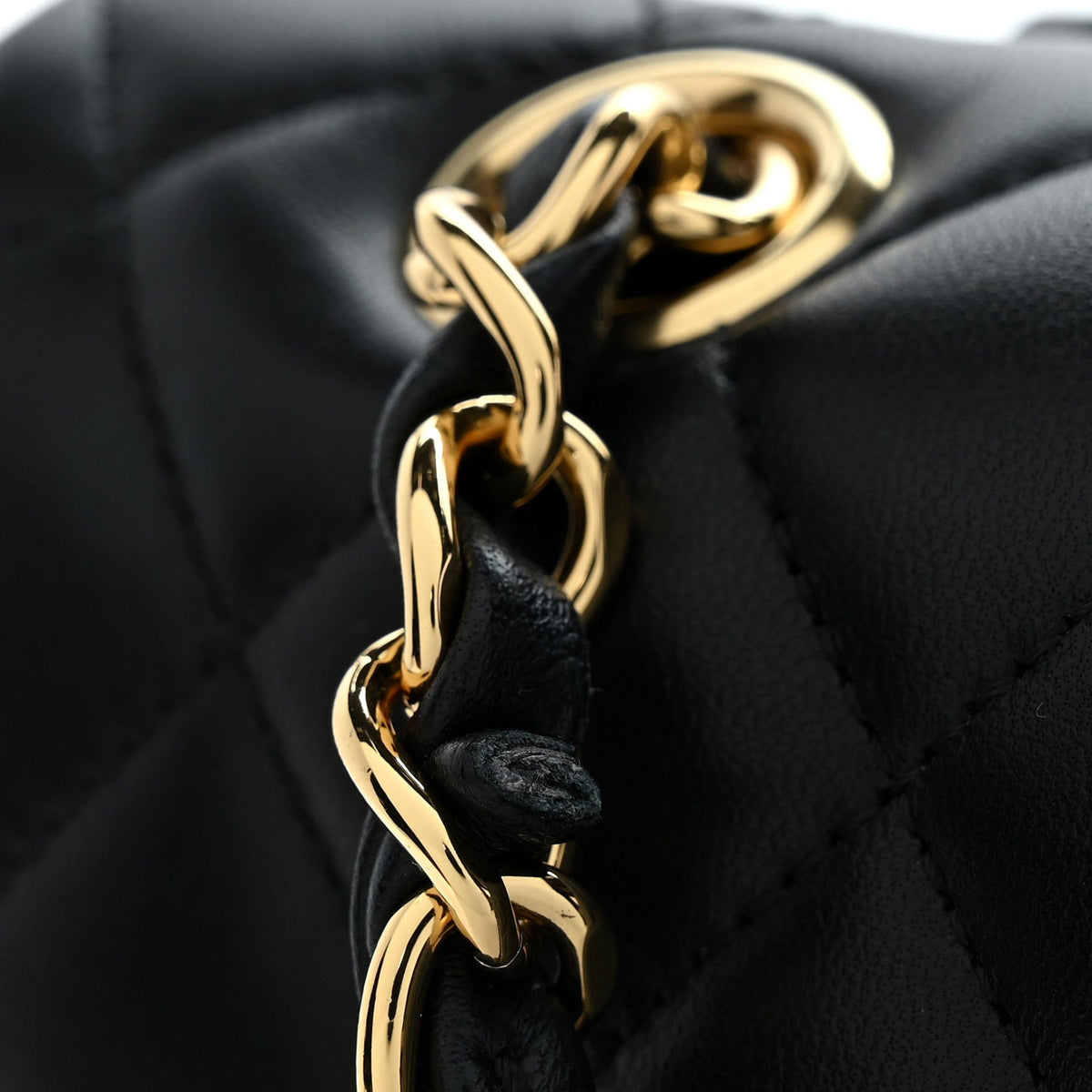 Lambskin Quilted Medium Double Flap Black At My store