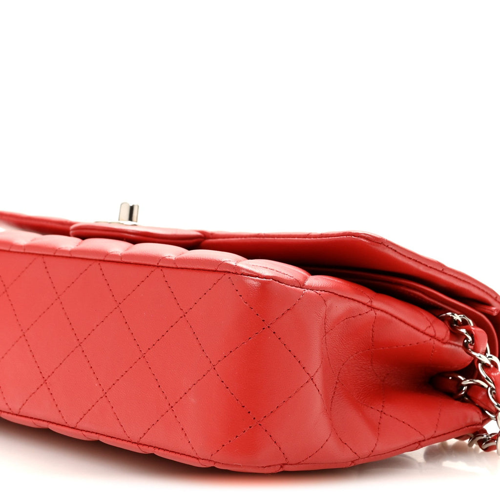 Lambskin Quilted Medium Double Flap Red At My store