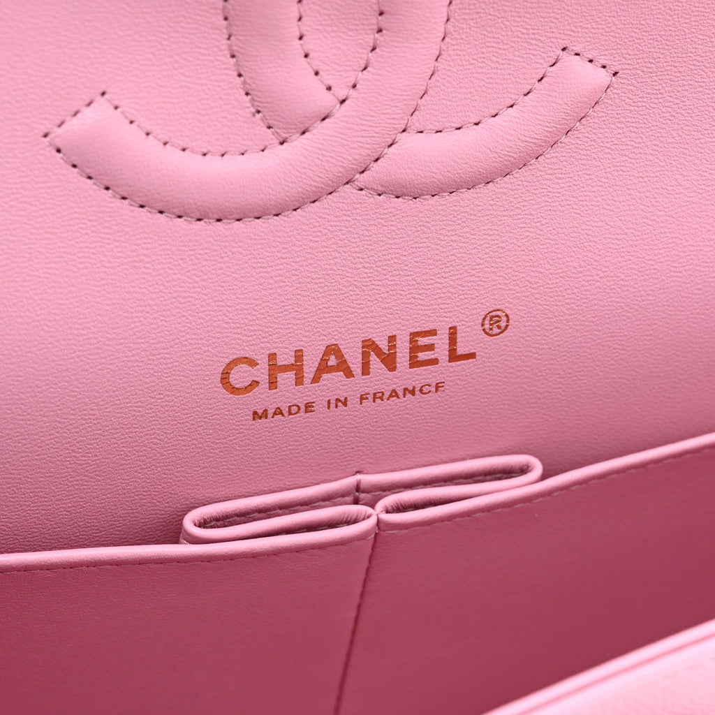 Caviar Quilted Medium Double Flap Light Pink At My store