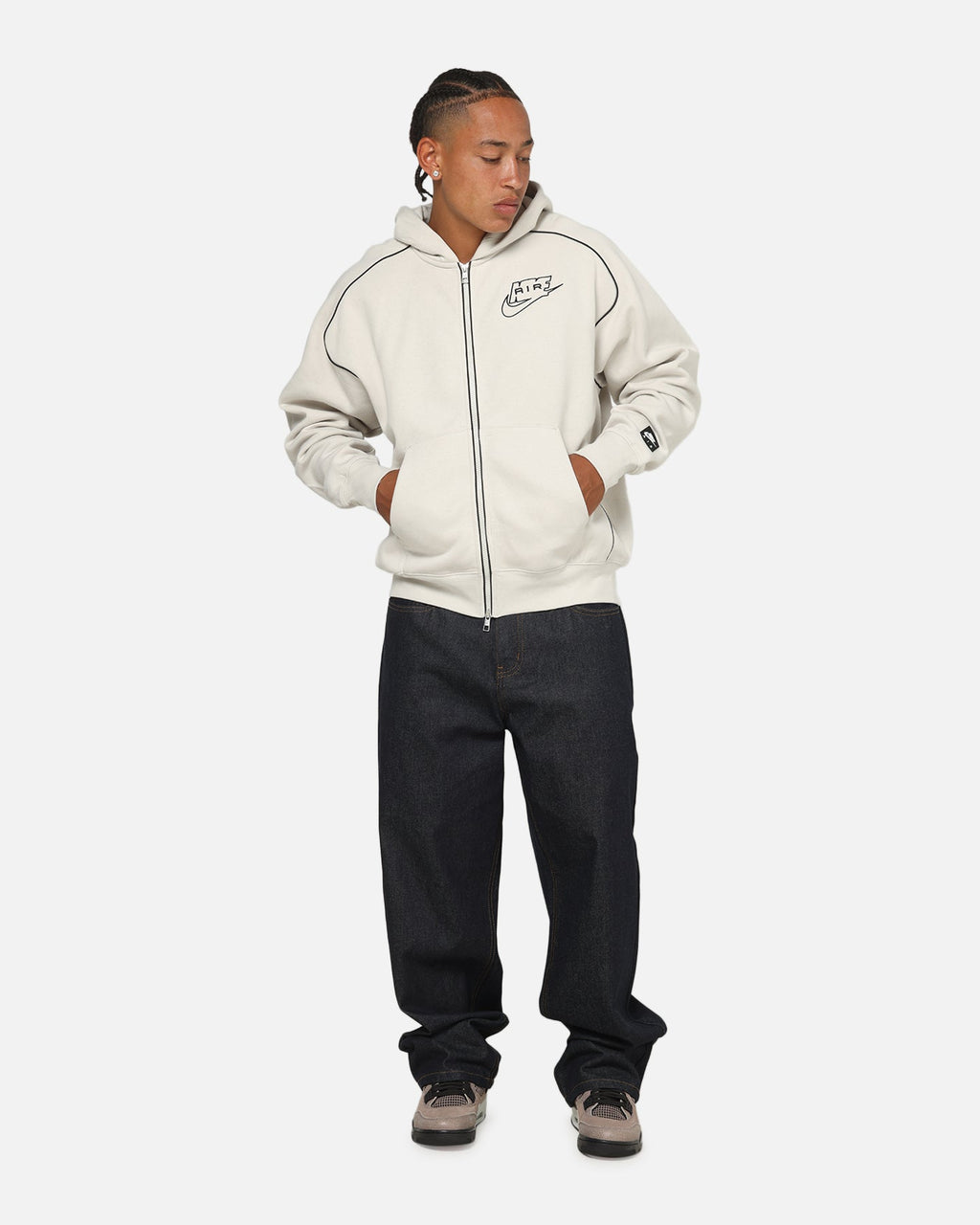 Top Seller Nike Air Full-Zip Fleece Hoodie Light Bone/Black