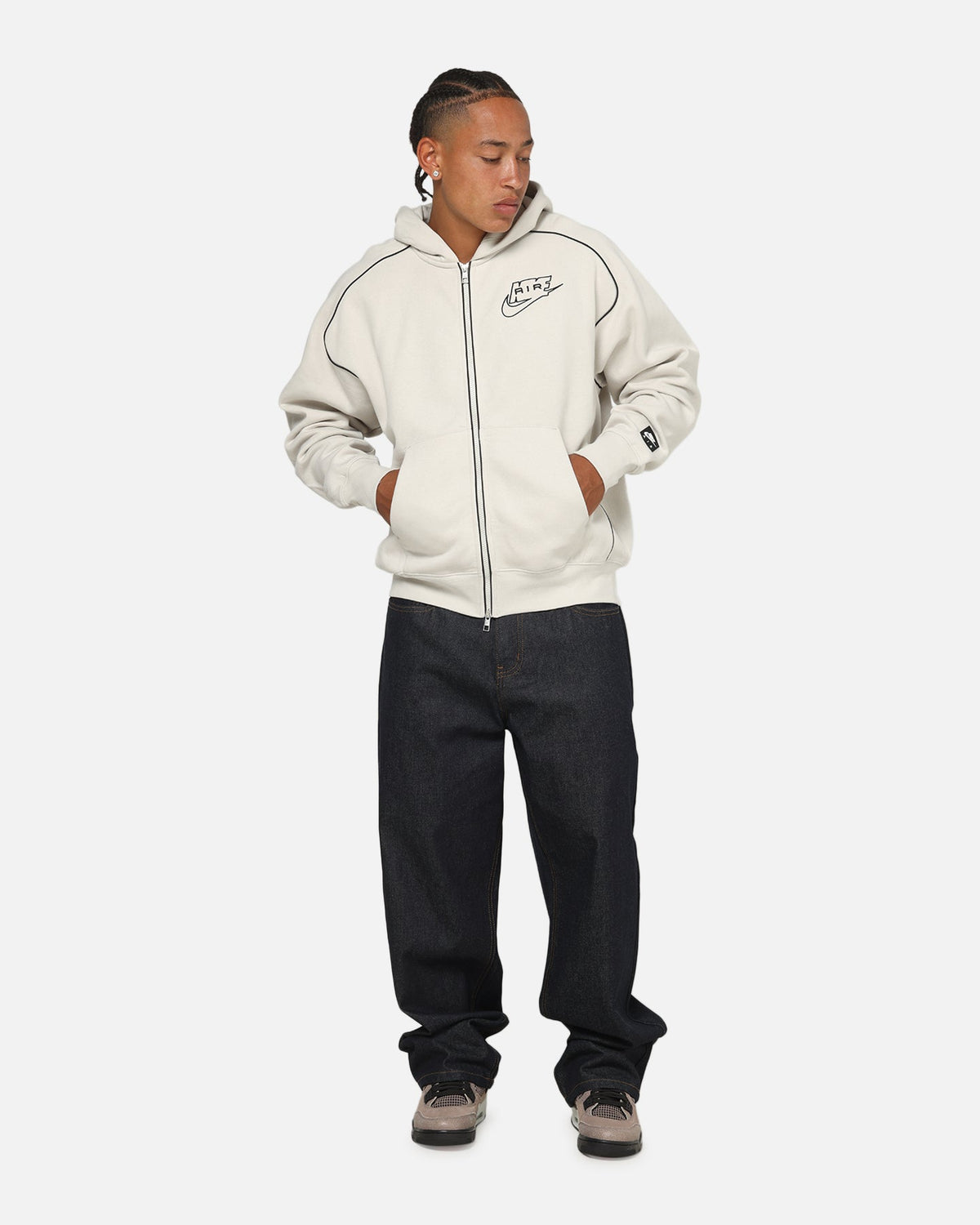 Top Seller Nike Air Full-Zip Fleece Hoodie Light Bone/Black