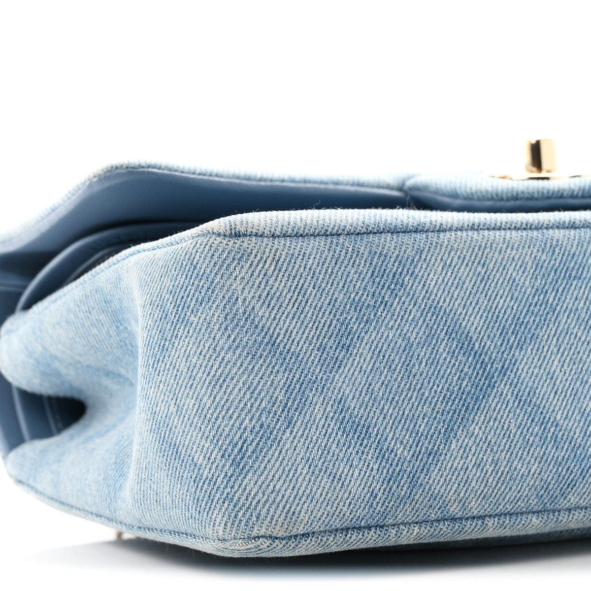 Printed Denim Quilted Small Double Flap Light Blue At My store