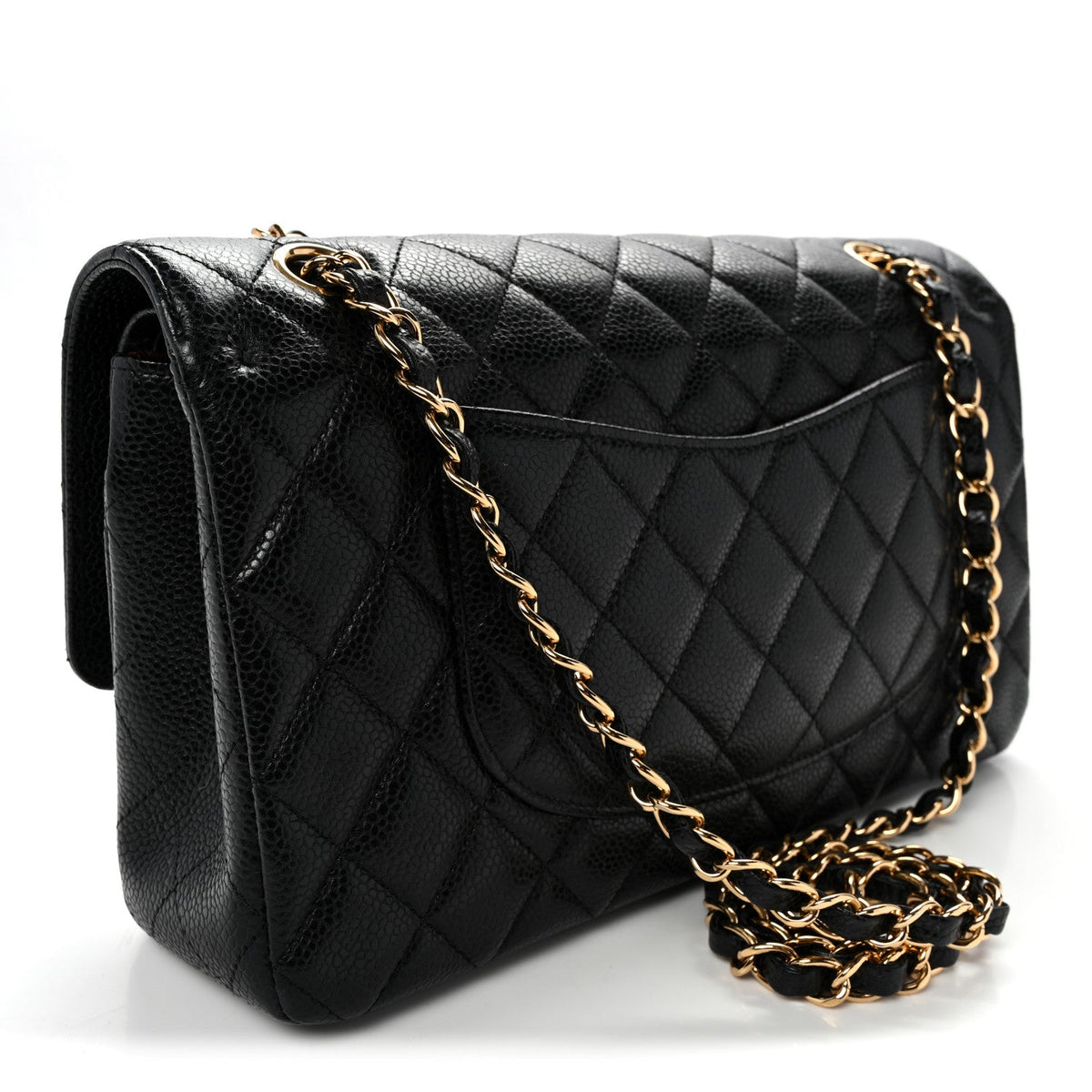 Caviar Quilted Medium Double Flap Black At My store