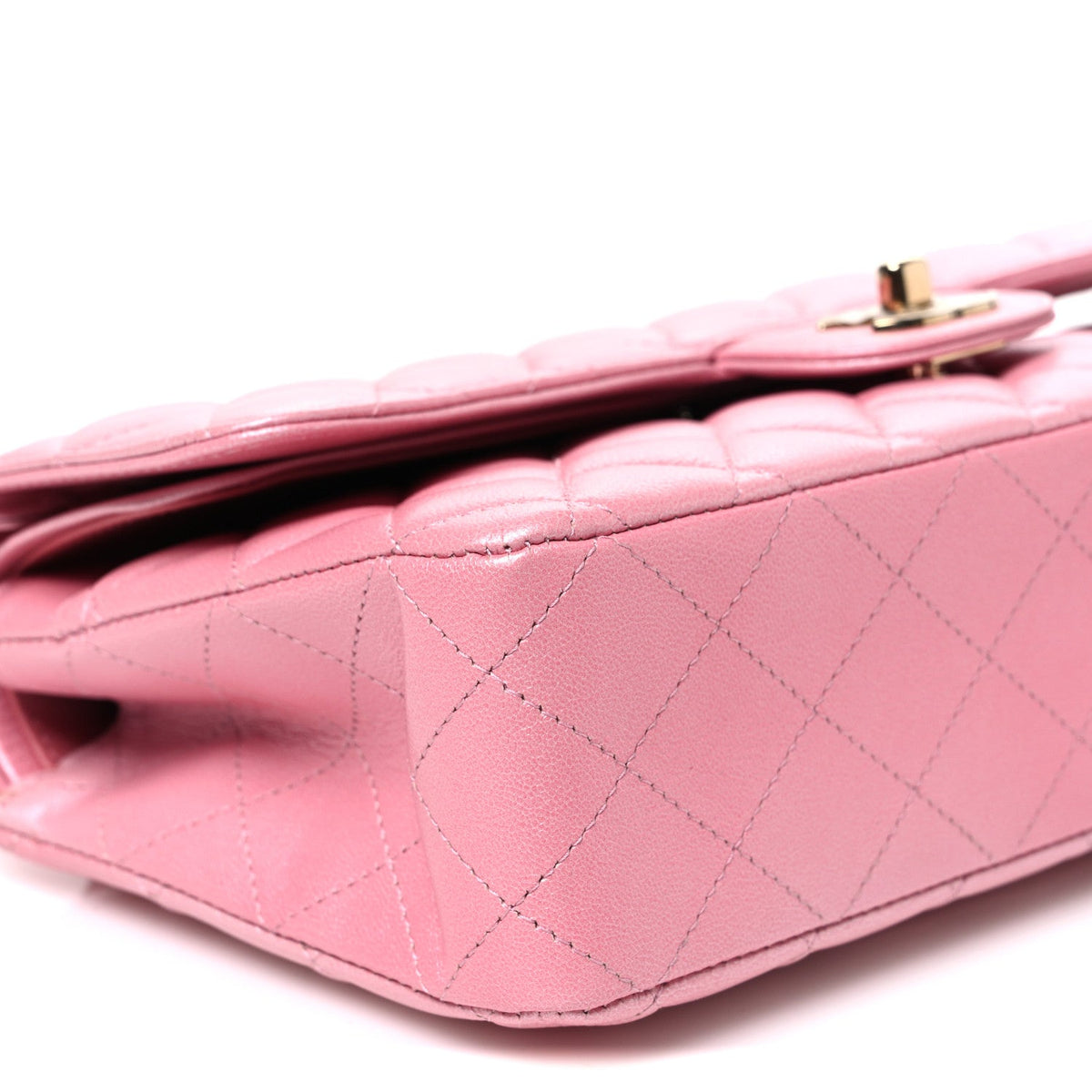 Iridescent Caviar Quilted Medium Double Flap Rose Pink At My store