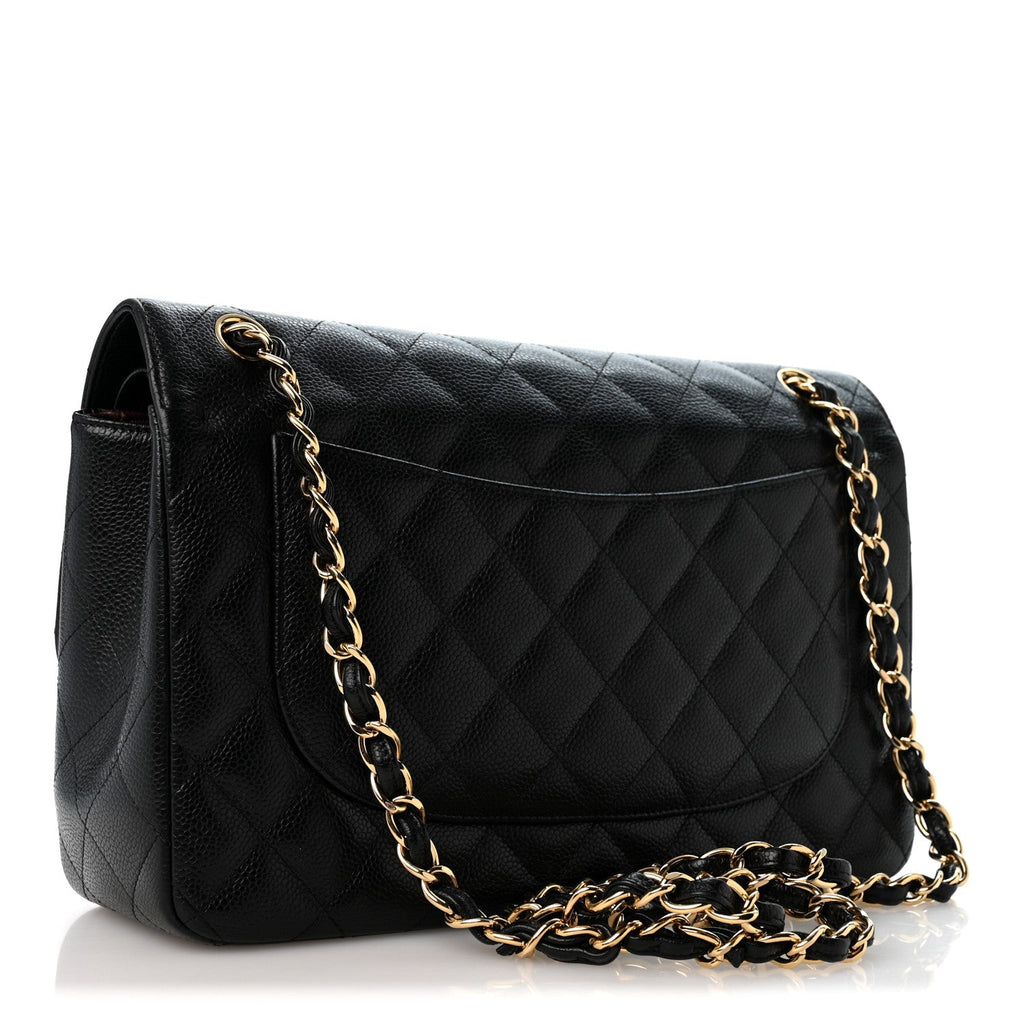 Caviar Quilted Jumbo Double Flap Black At My store