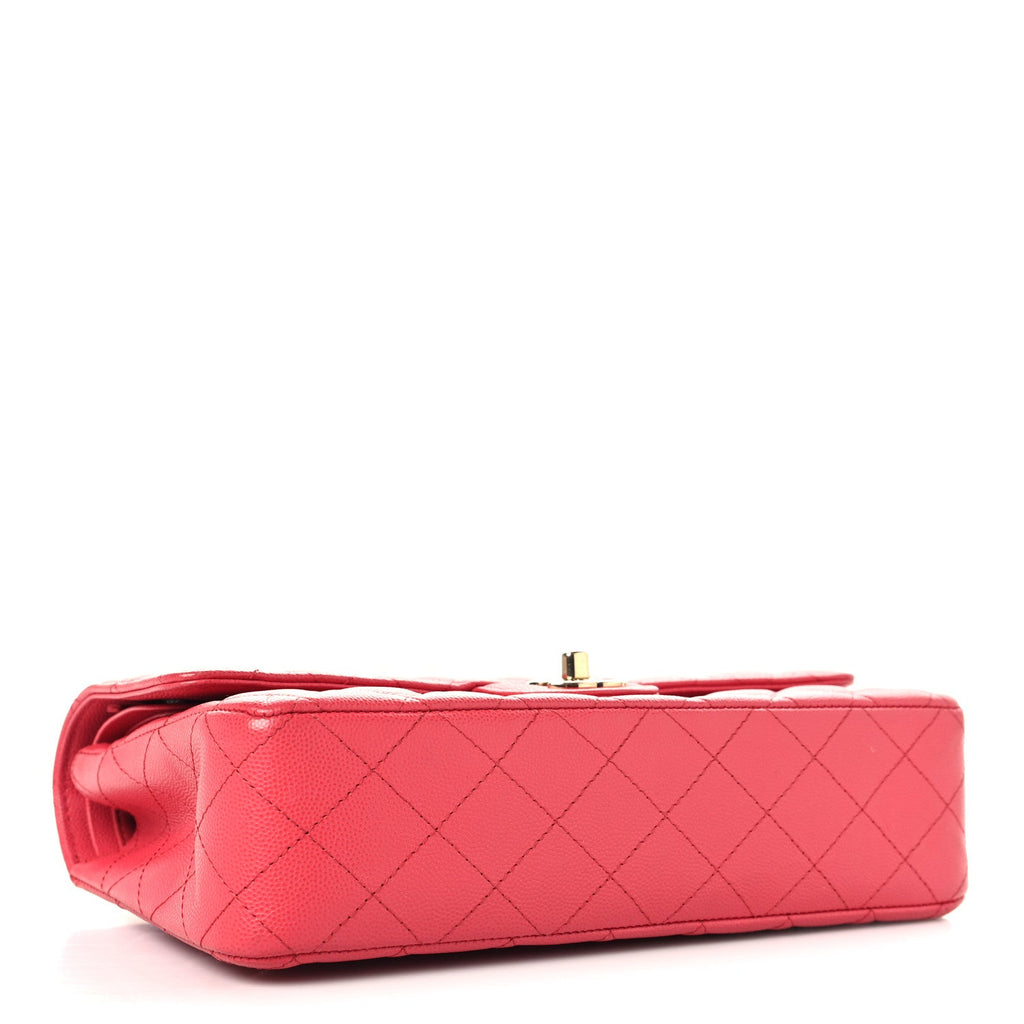 Caviar Quilted Medium Double Flap Red At My store