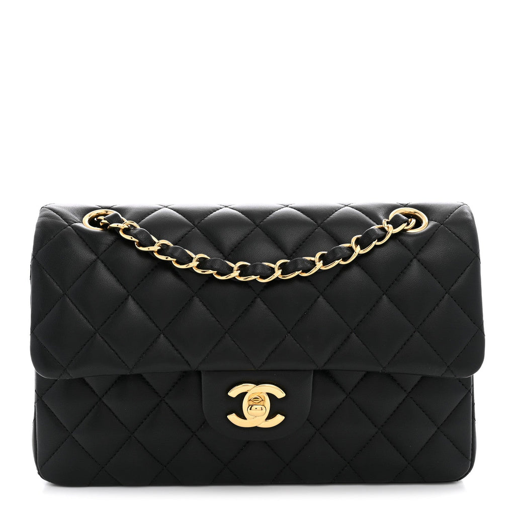 Lambskin Quilted Small Double Flap Black At My store