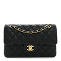 Lambskin Quilted Small Double Flap Black At My store