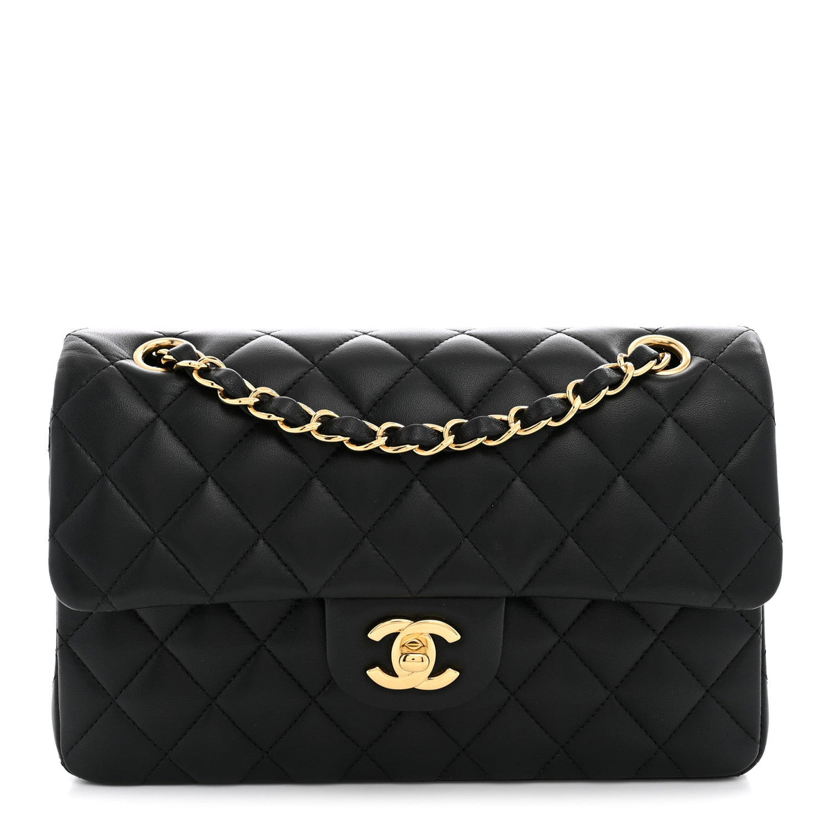 Lambskin Quilted Small Double Flap Black At My store