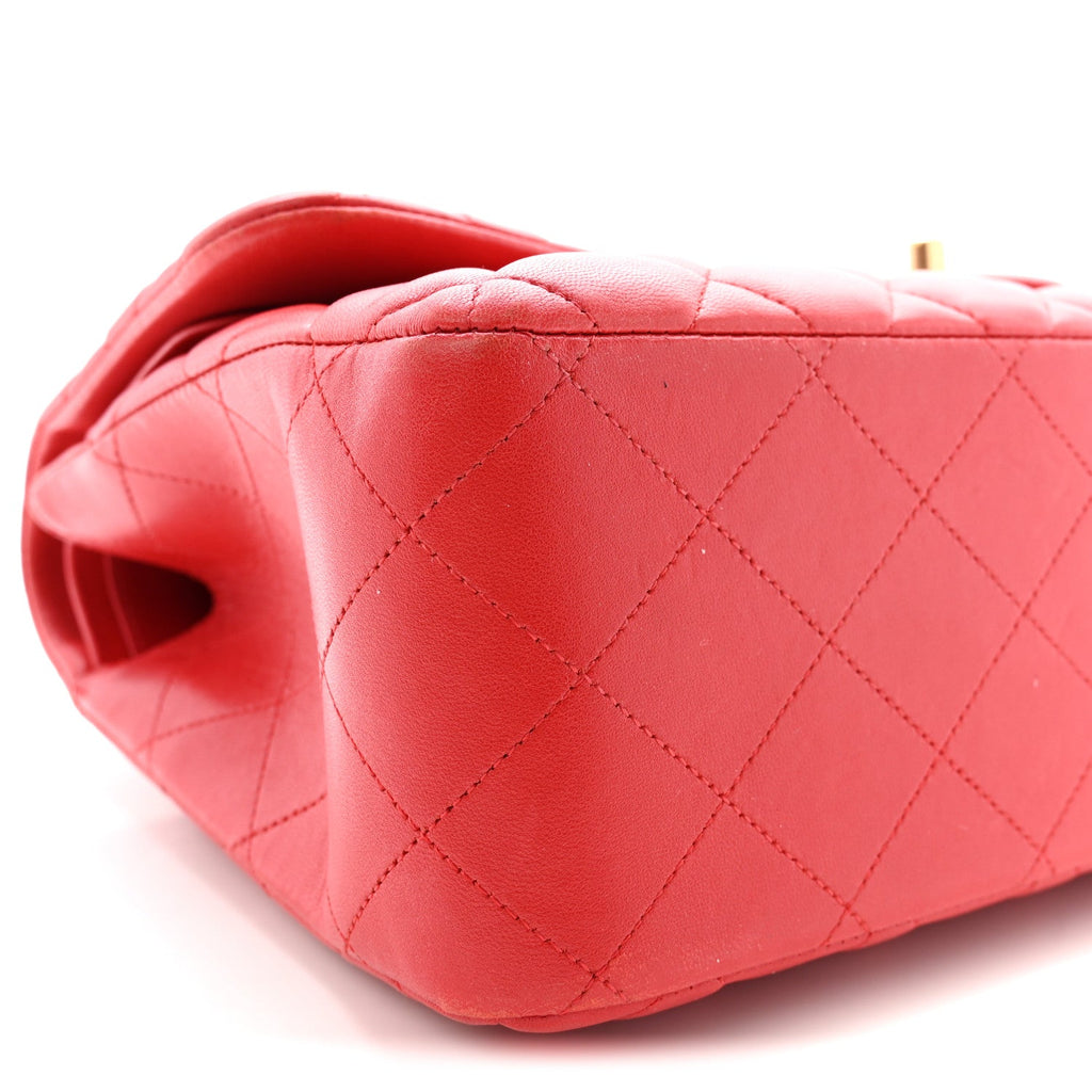 Lambskin Quilted Jumbo Double Flap Red At My store