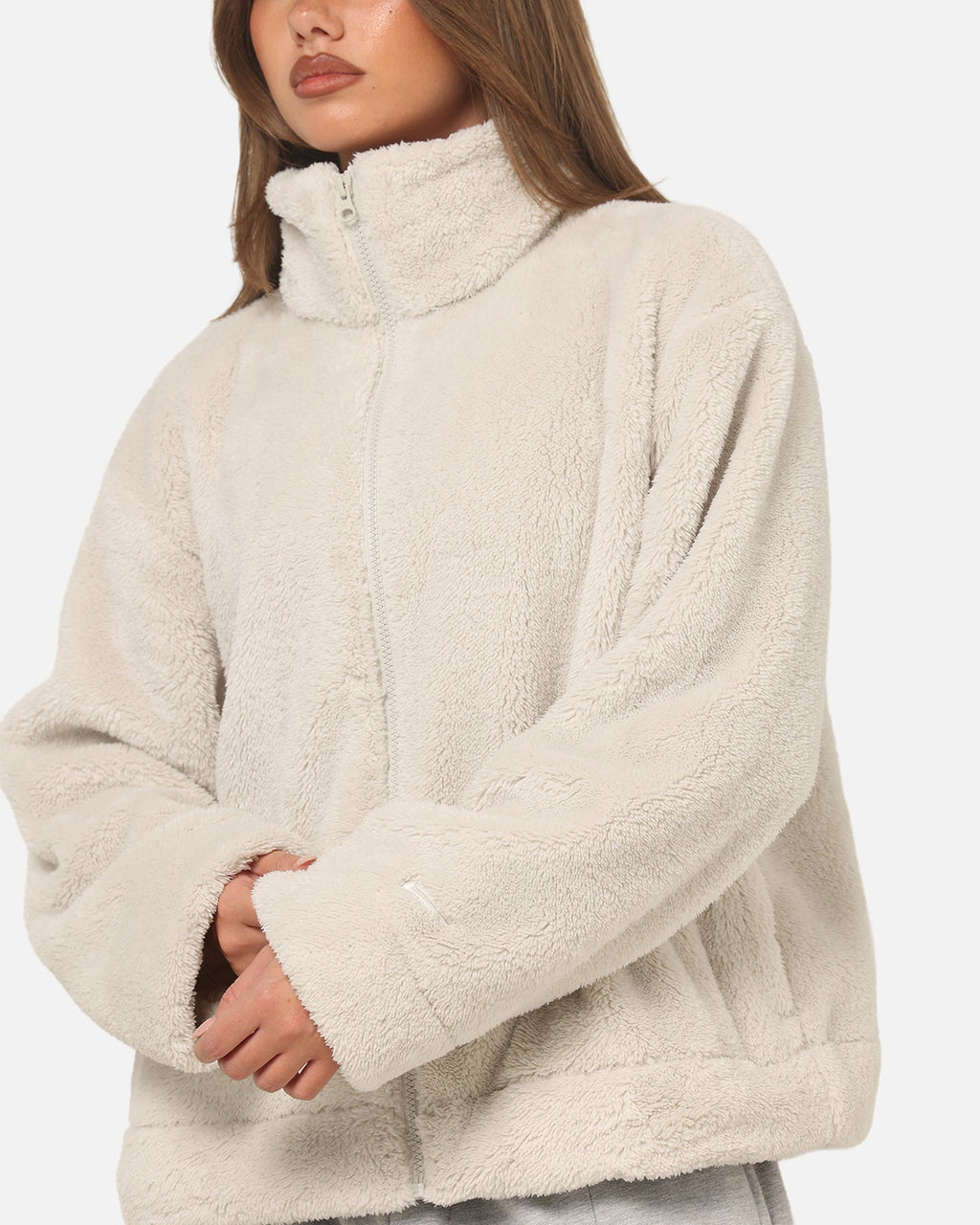 Top Seller Nike Women's Sportswear Essential High-Pile Fleece Jacket Light Bone