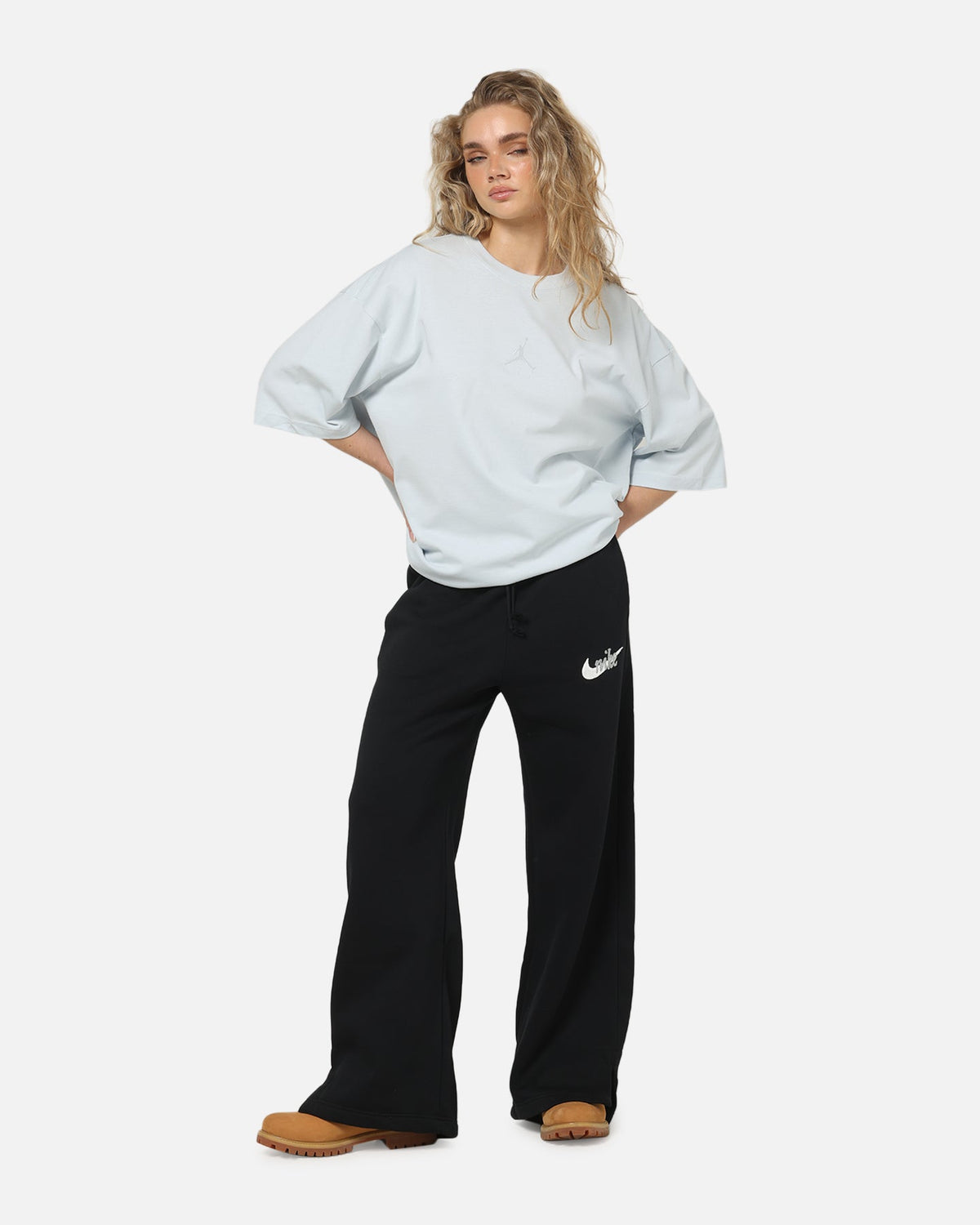 Top Seller Nike Women's Sportswear Phoenix Fleece High-Waisted Wide-Leg Logo Pants Black/Summit White