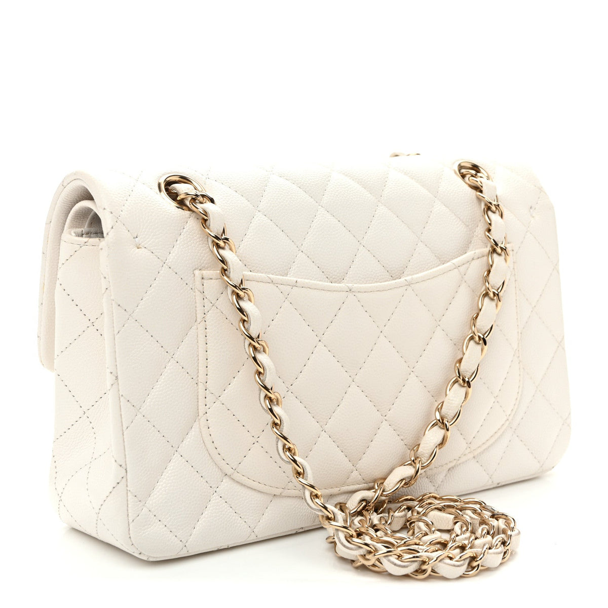 Caviar Quilted Small Double Flap White At My store