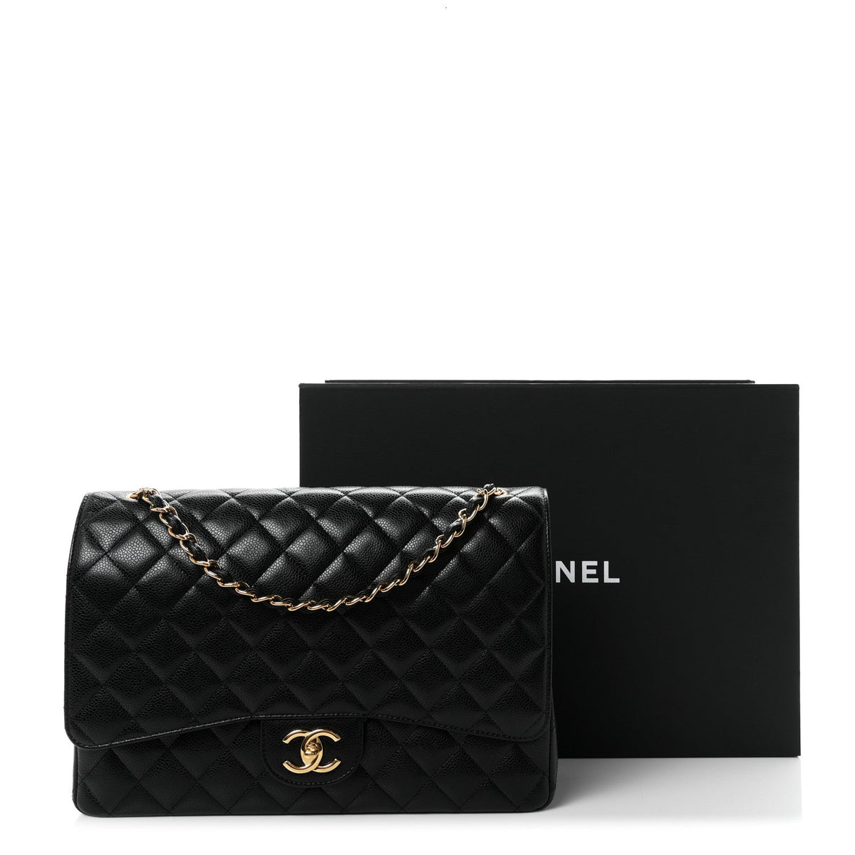 Caviar Quilted Maxi Double Flap Black At My store