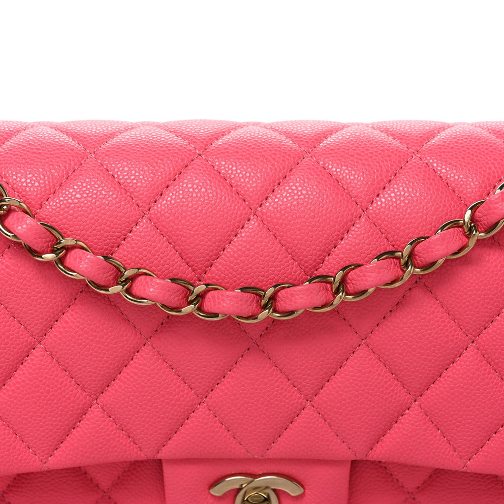 Caviar Quilted Medium Double Flap Pink At My store