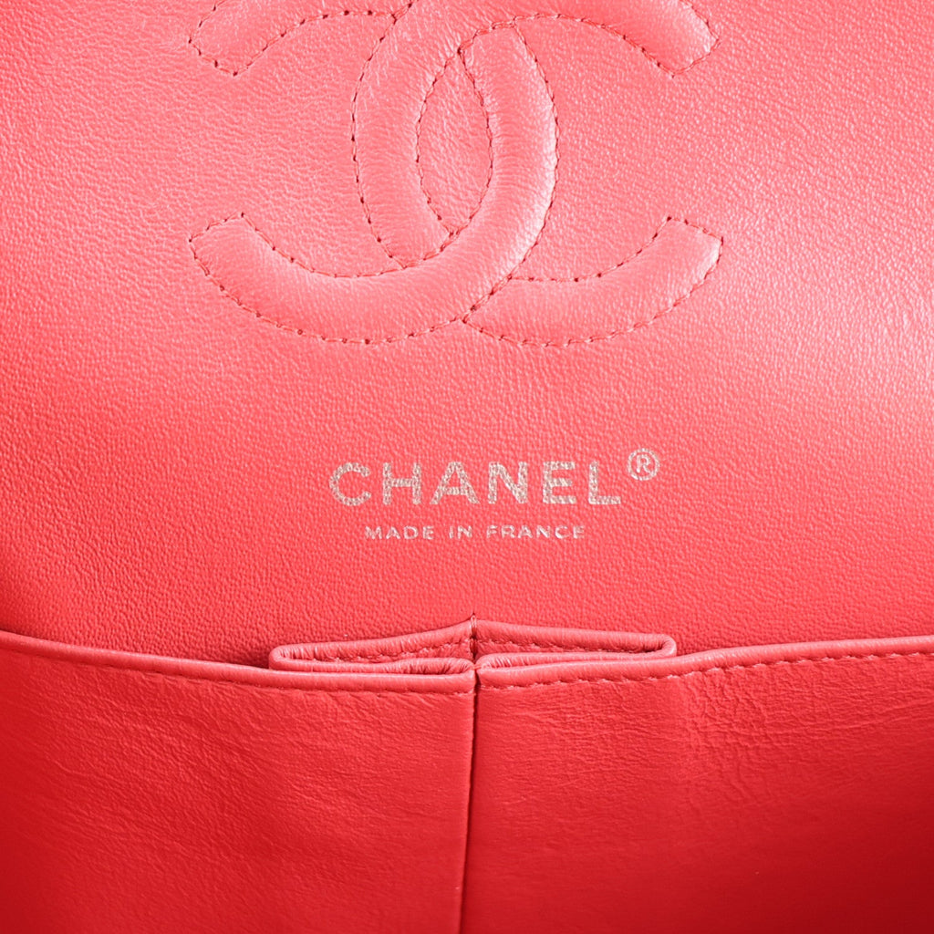 Caviar Chevron Quilted Small Double Flap Dark Pink At My store