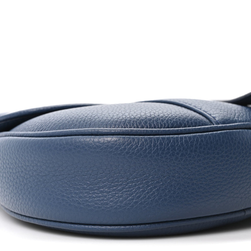 Grained Calfskin Mens Saddle Bag Navy Blue AT My store