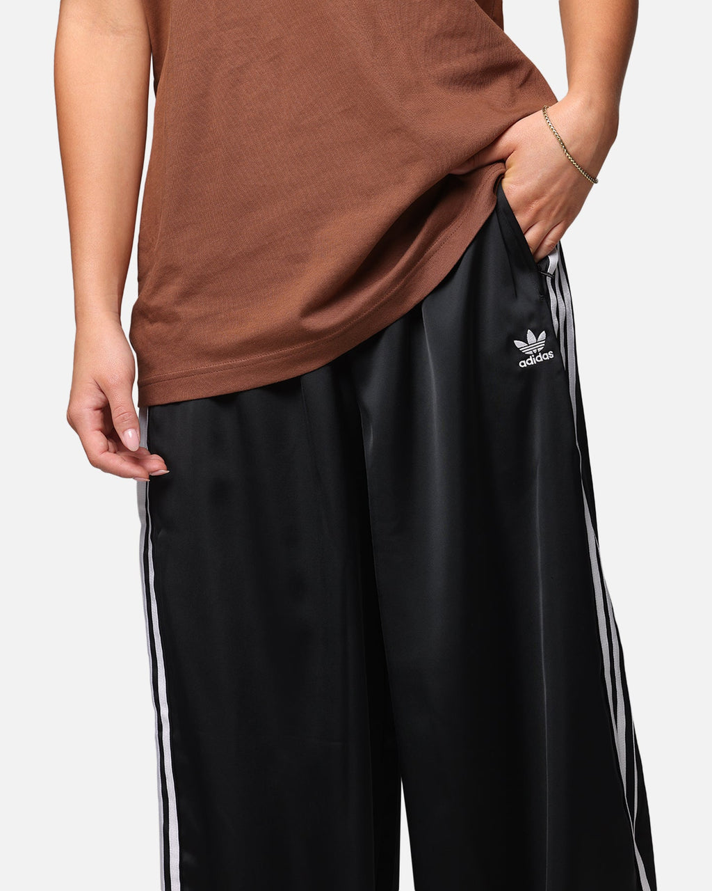Best-Selling Adidas Women's Satin Wide Leg Pants Black