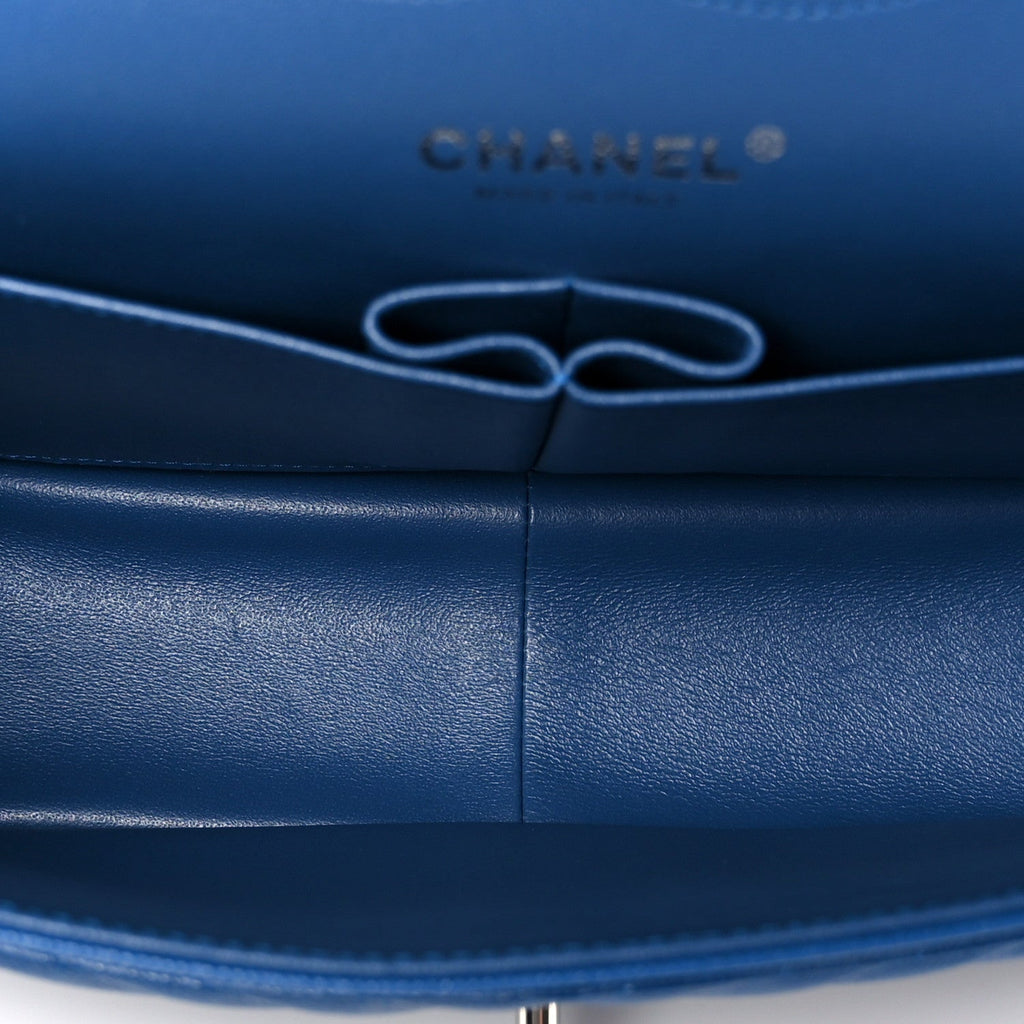 Caviar Chevron Quilted Jumbo Double Flap Blue At My store