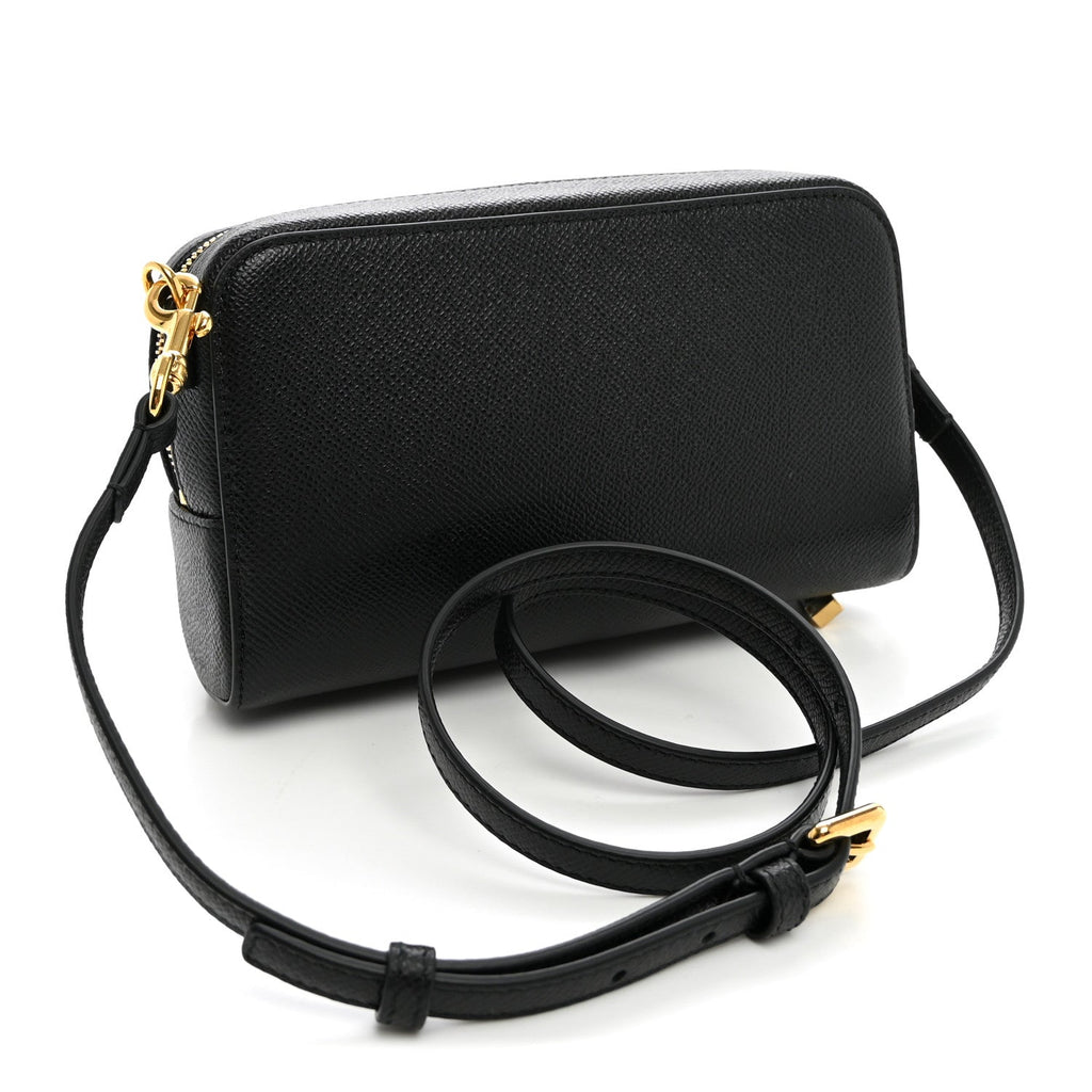 Grained Calfskin Caro Double Pouch Black AT My store