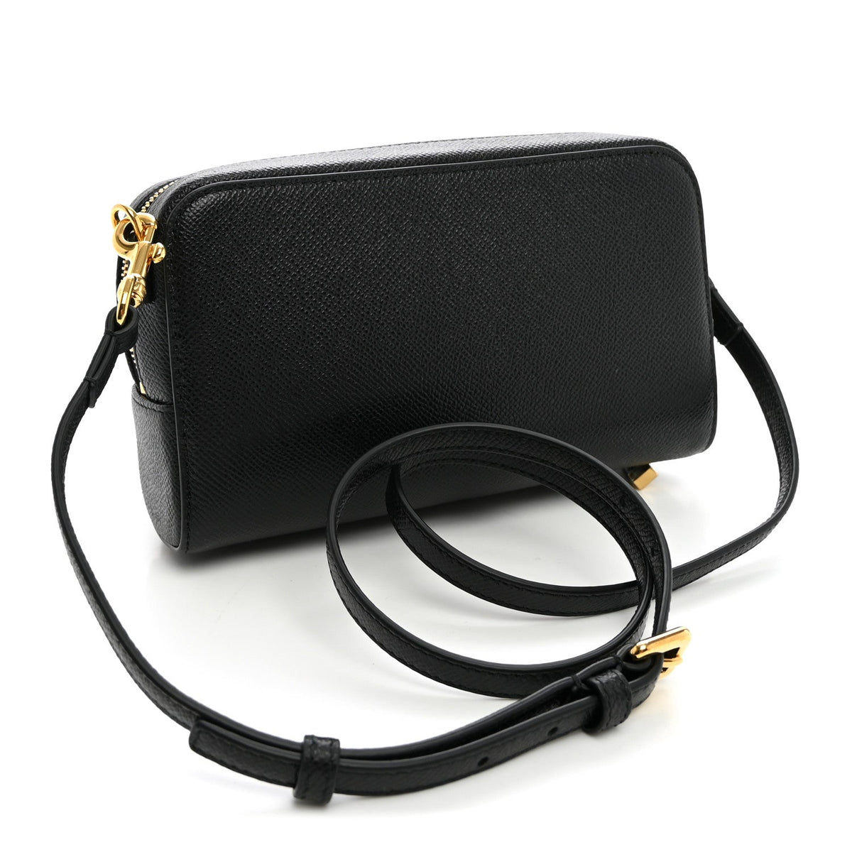 Grained Calfskin Caro Double Pouch Black AT My store