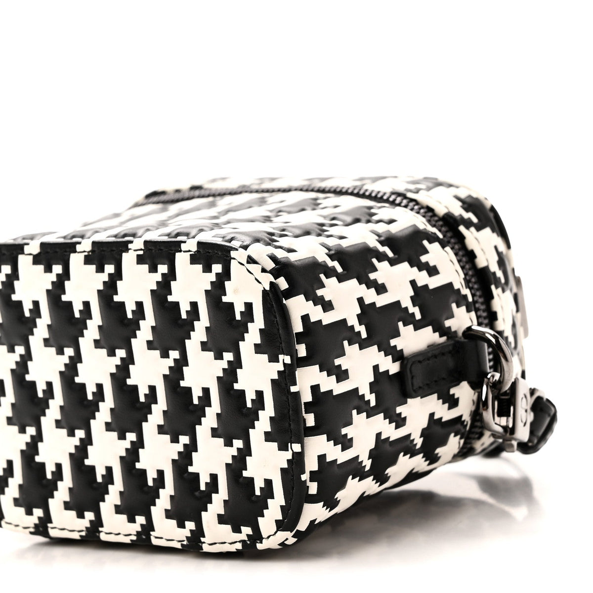 Calfskin Macro Houndstooth Embossed Micro Lady Dior Vanity Case Black White AT My store