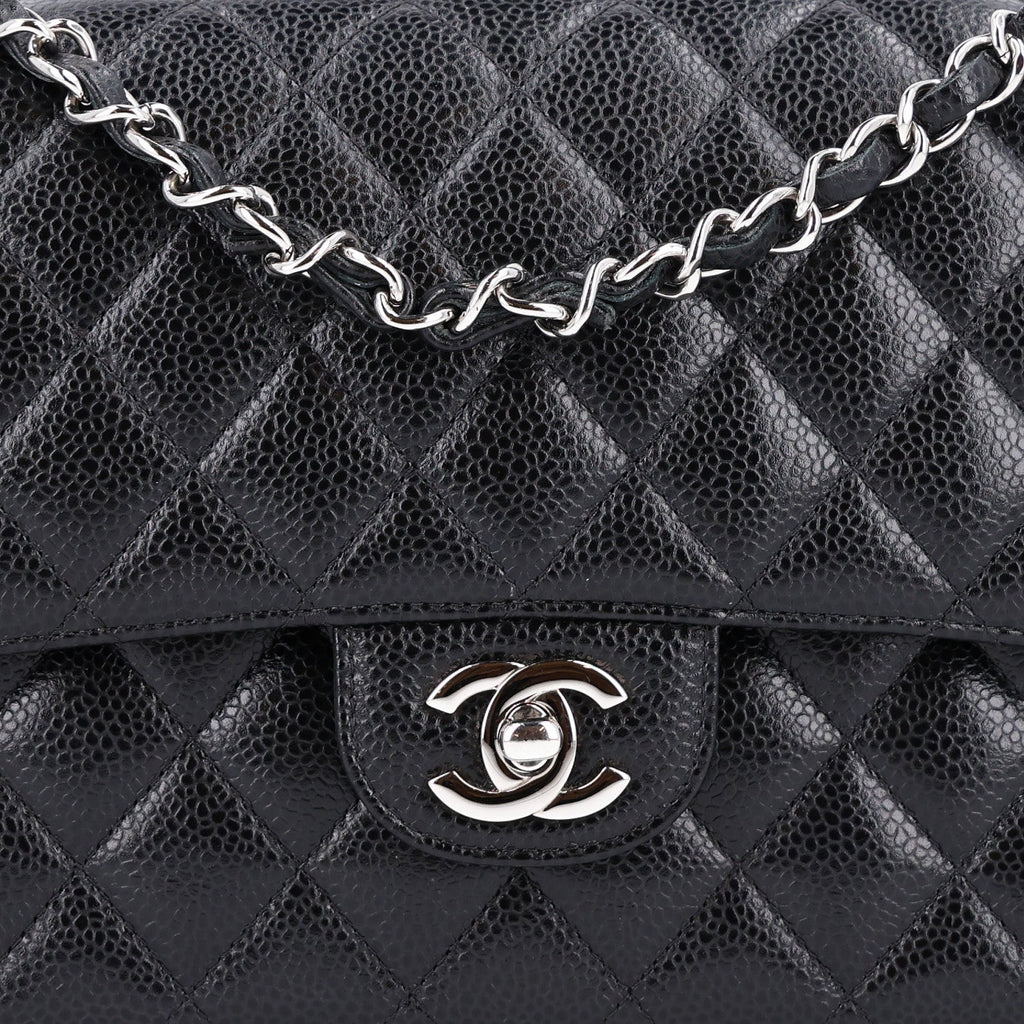Caviar Quilted Medium Double Flap Black At My store
