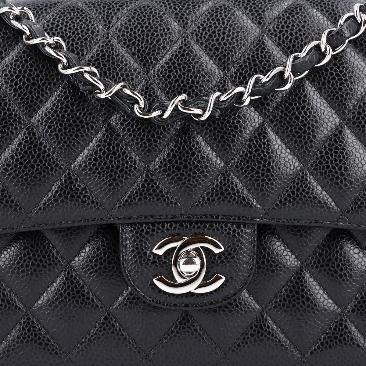 Caviar Quilted Medium Double Flap Black At My store