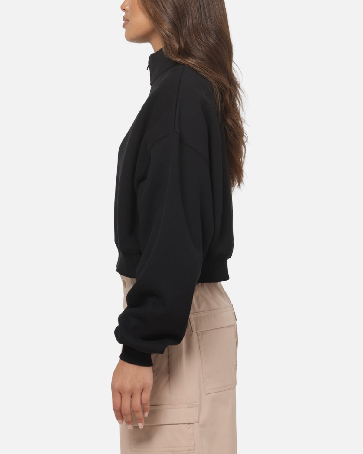 Top Seller Nike Women's Studio Fleece Oversized 1/4-Zip Cropped Top Black