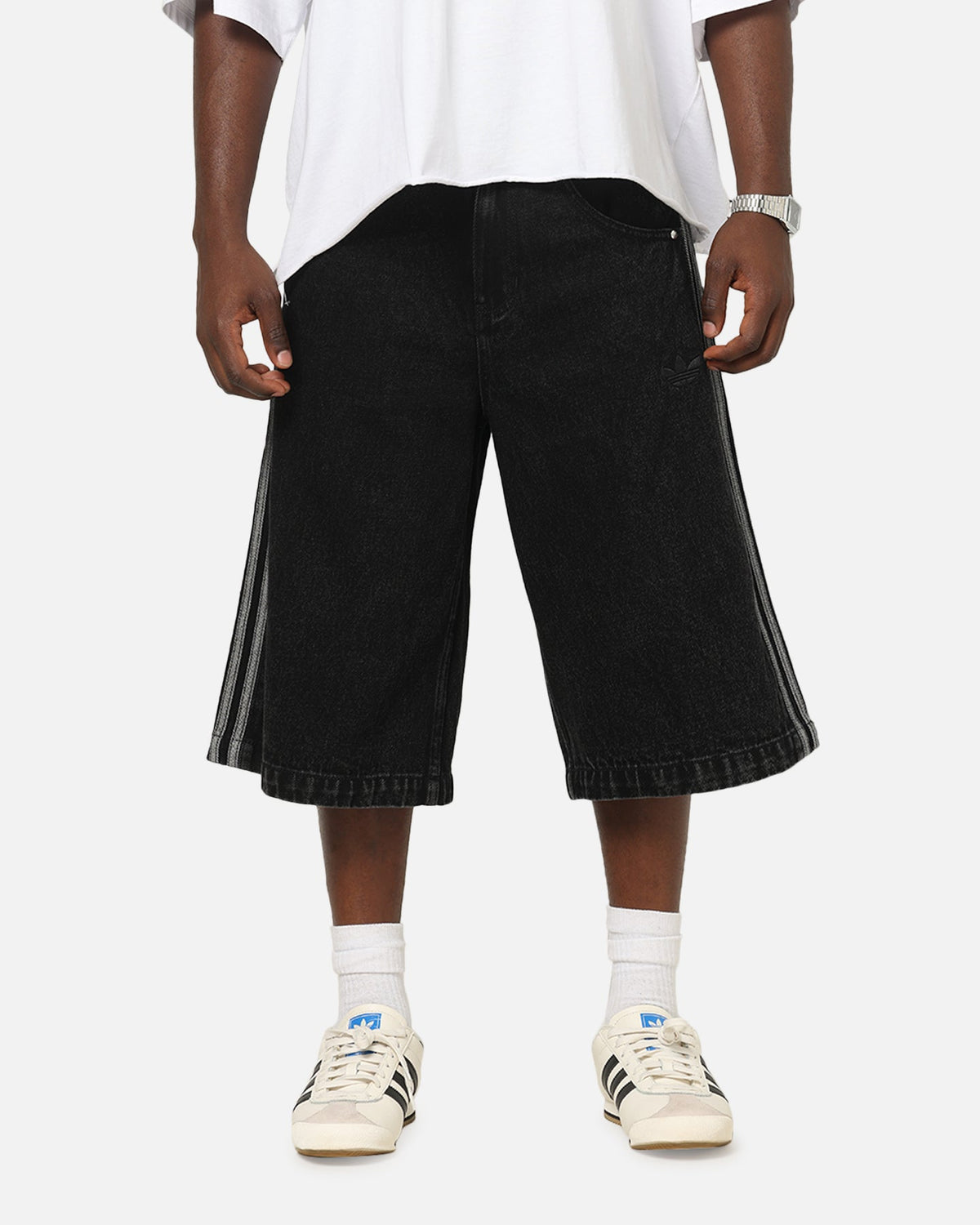 Best-Selling Adidas Firebird Denim Shorts Black Denim