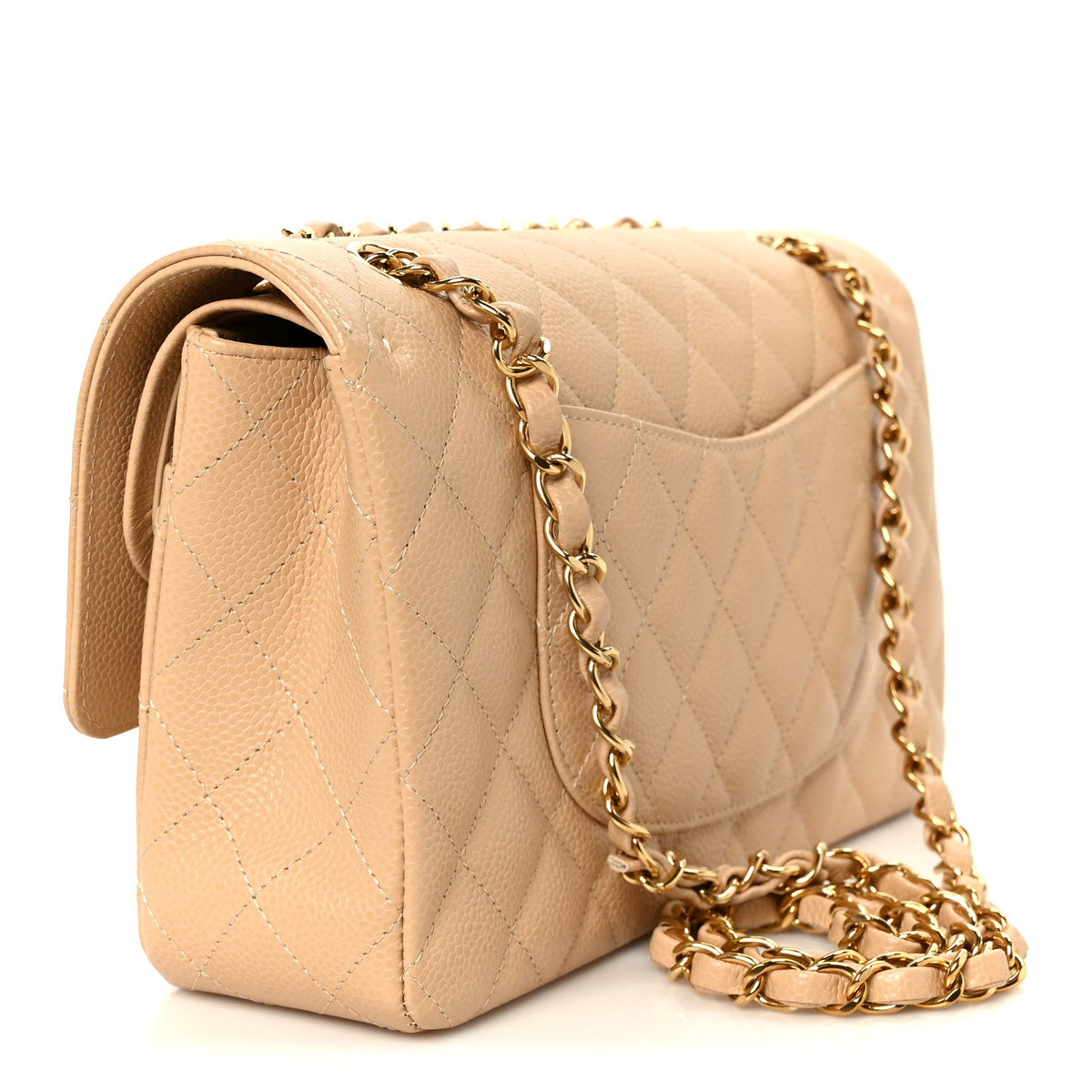 Caviar Quilted Medium Double Flap Beige At My store
