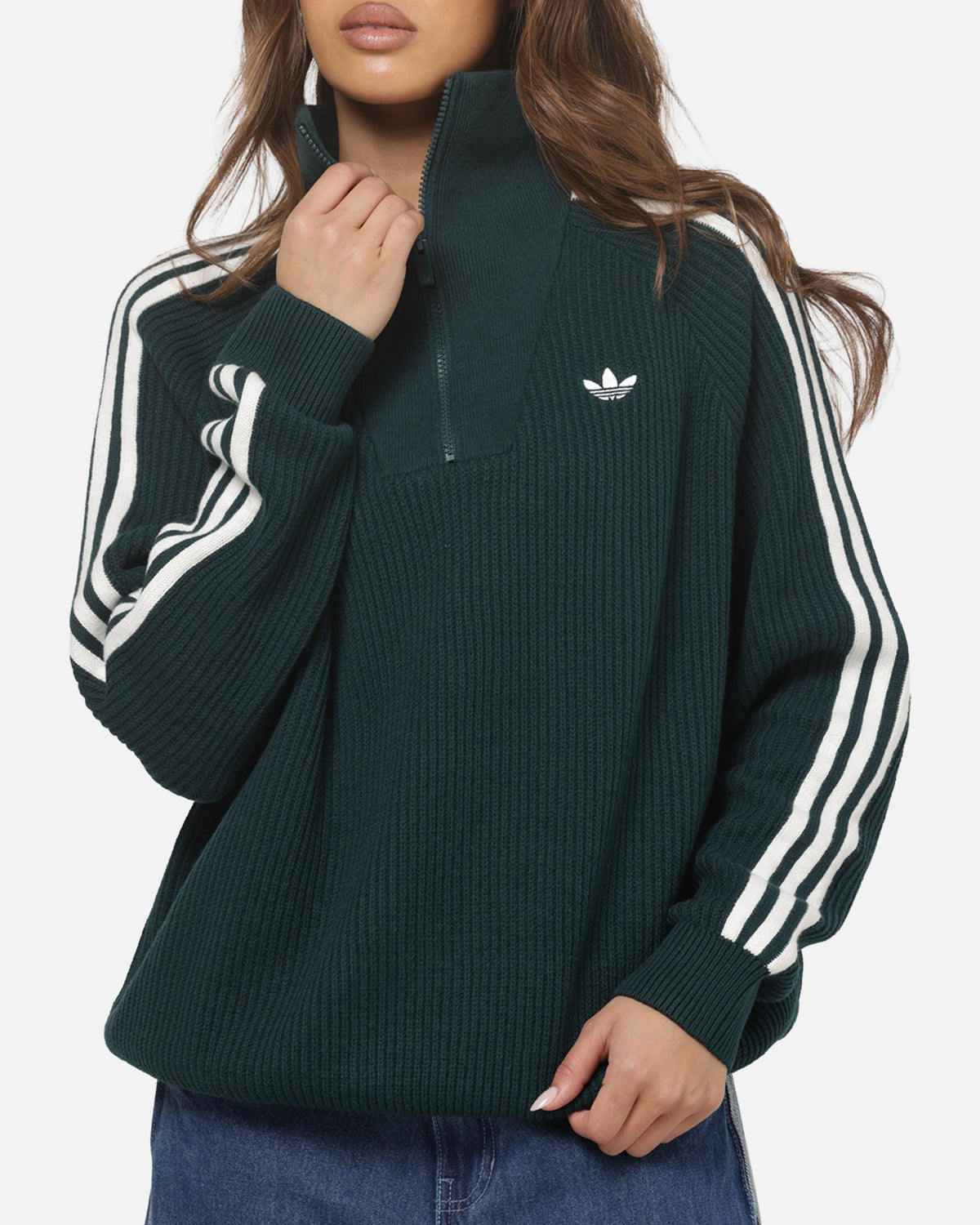 Best-Selling Adidas Women's Funnel Neck Quarter Zip Sweatshirt Green
