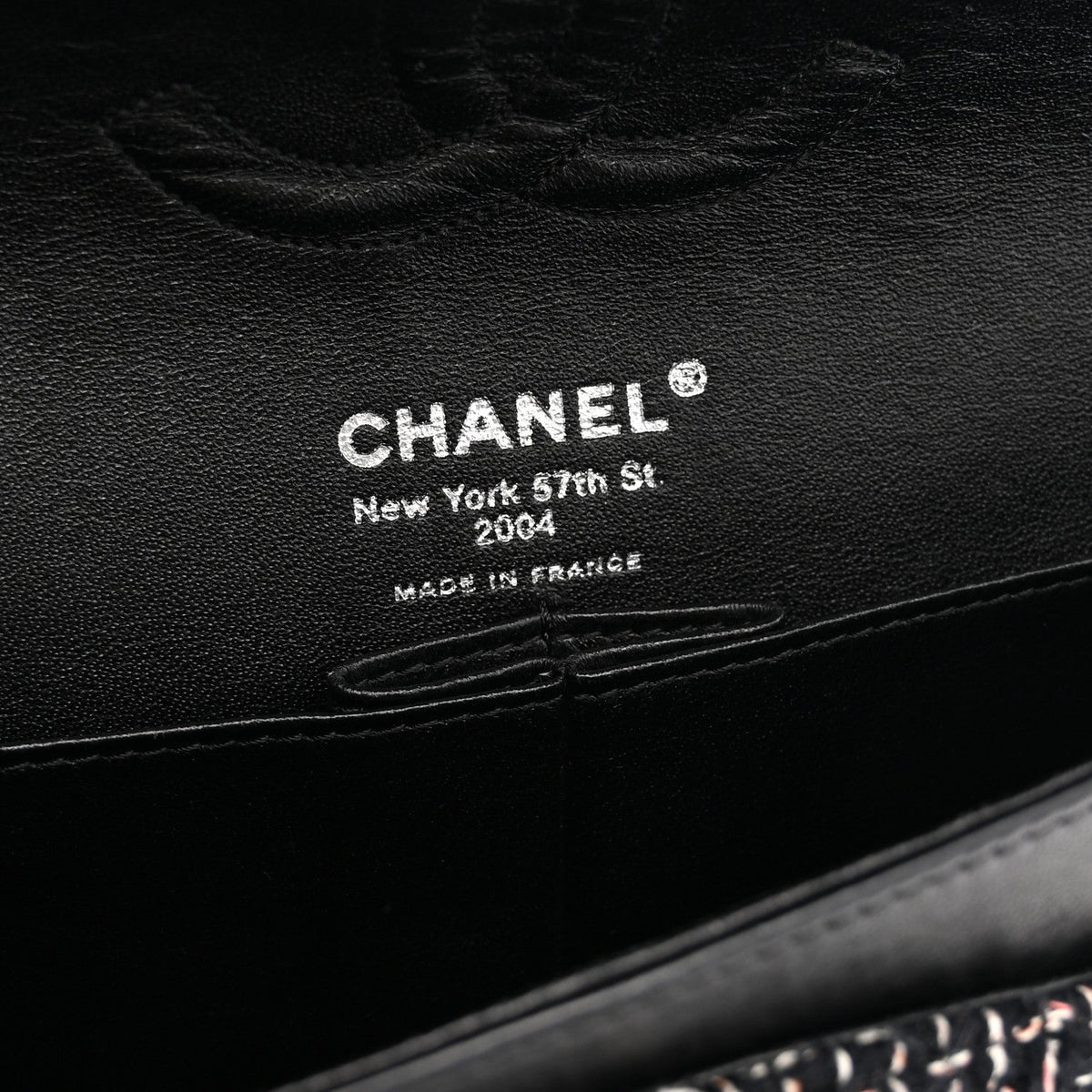 Tweed Quilted Medium Double Flap Black At My store