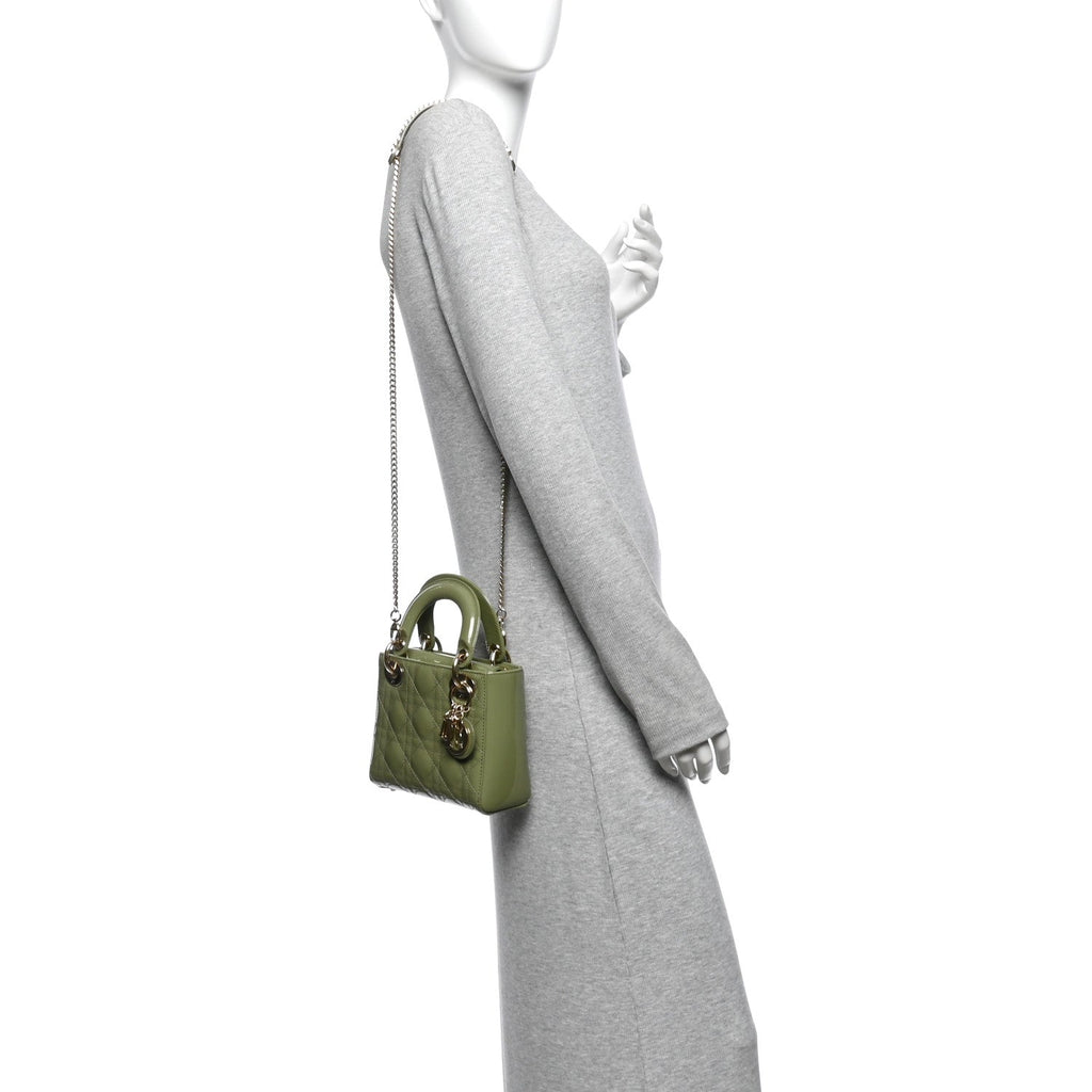 Patent Cannage Mini Lady Dior Dusty Green AT My store