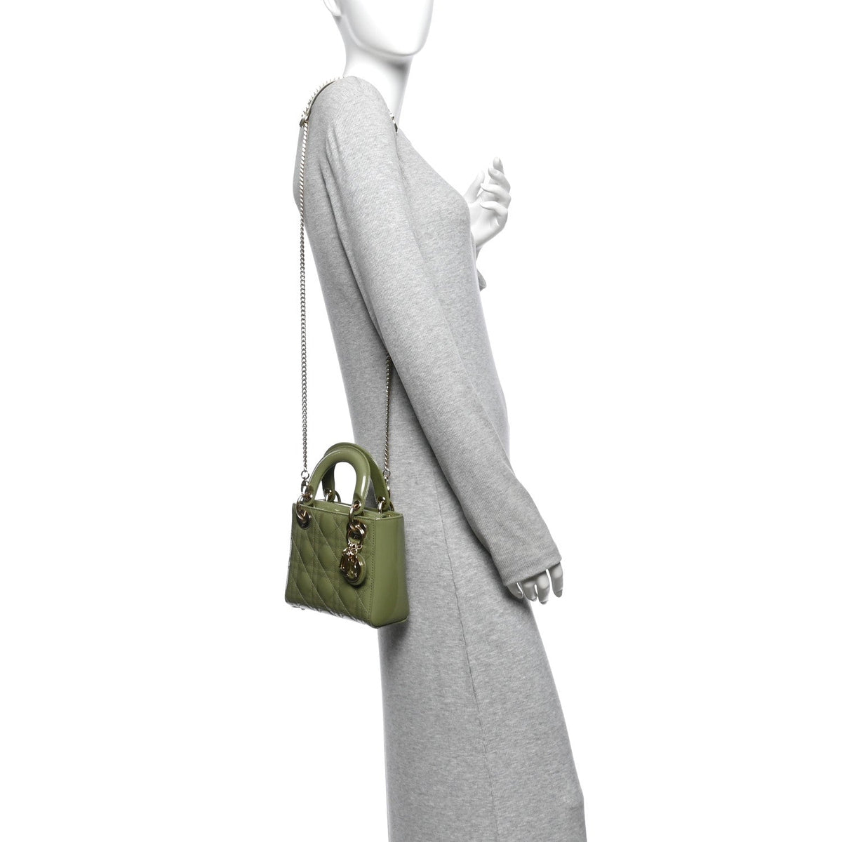 Patent Cannage Mini Lady Dior Dusty Green AT My store