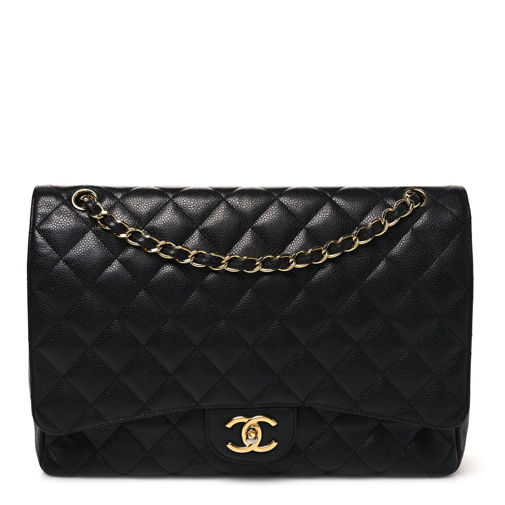 Caviar Quilted Maxi Double Flap Black At My store