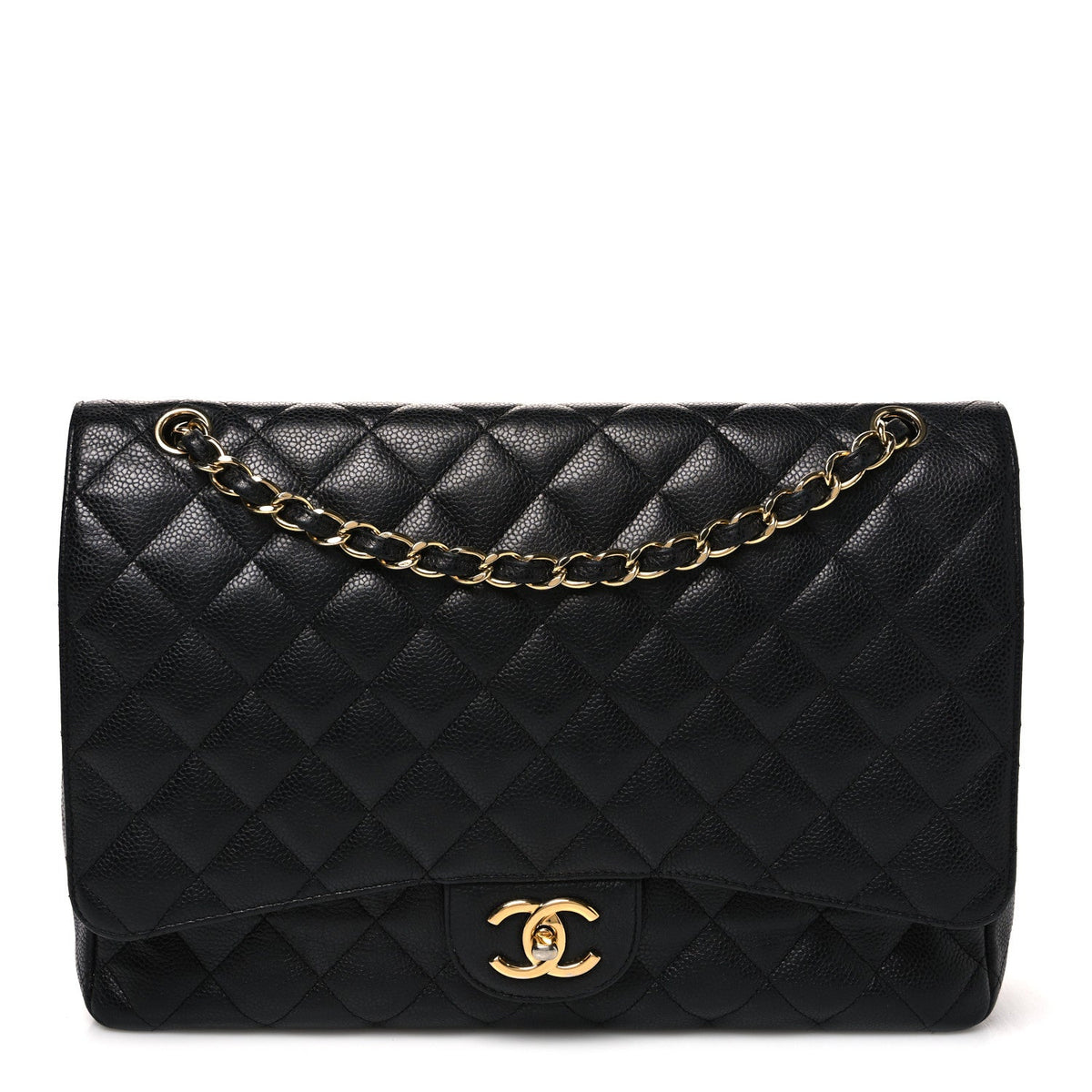 Caviar Quilted Maxi Double Flap Black At My store