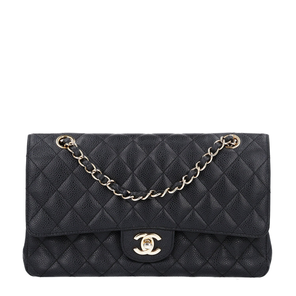 Caviar Quilted Medium Double Flap Black At My store