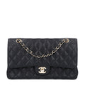 Caviar Quilted Medium Double Flap Black At My store