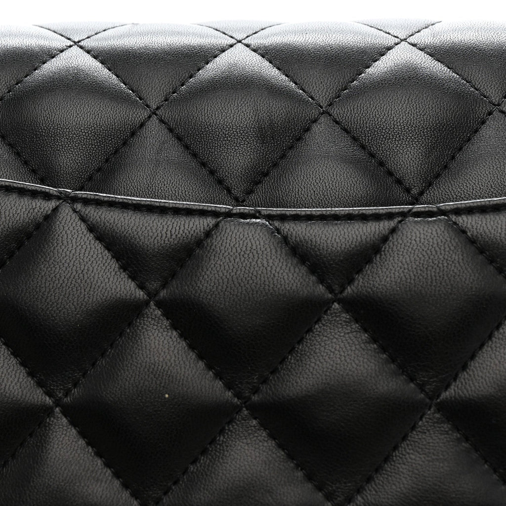 Lambskin Quilted Jumbo Double Flap Black At My store
